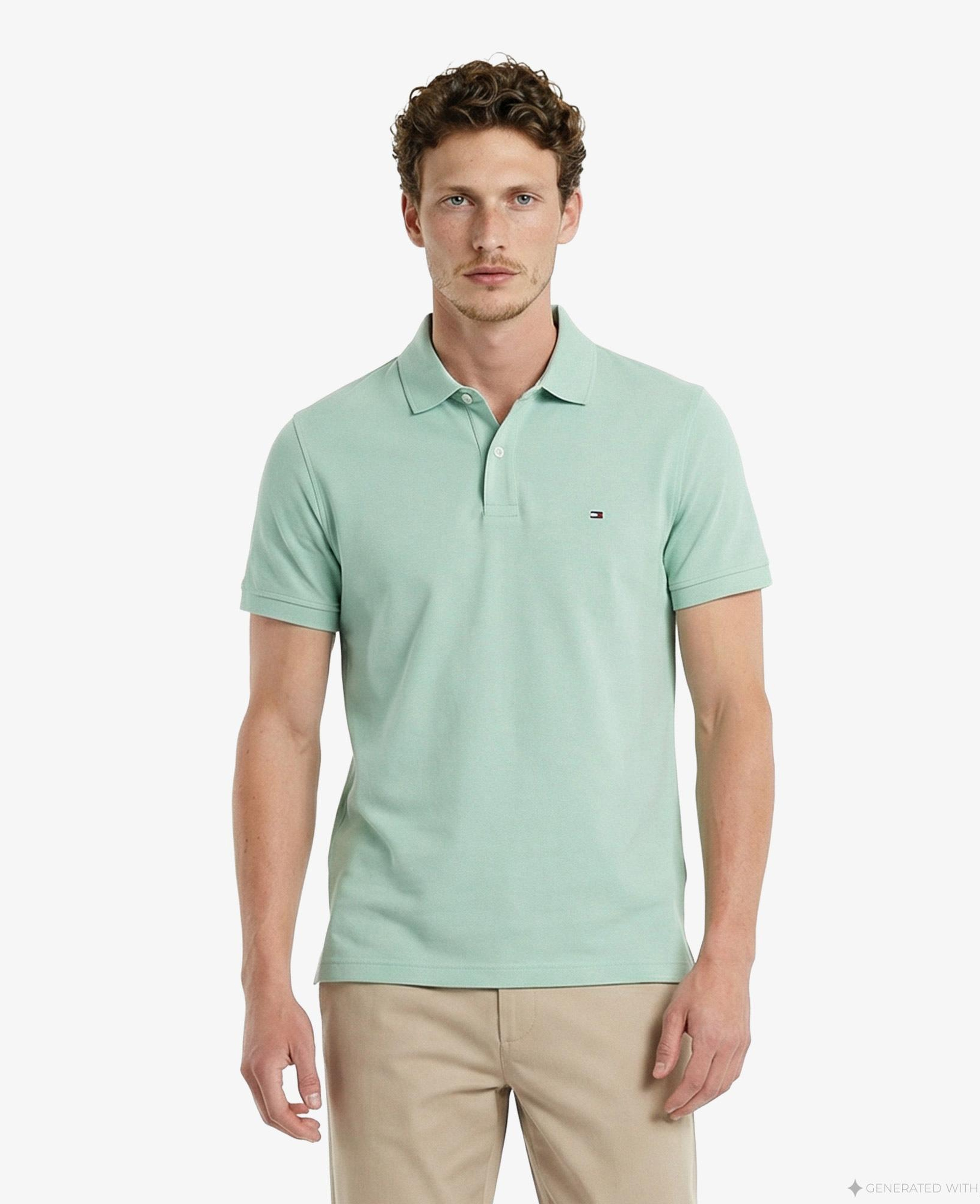 Tommy Hilfiger Core Essentials Erkek Yeşil Polo Yaka T-Shirt