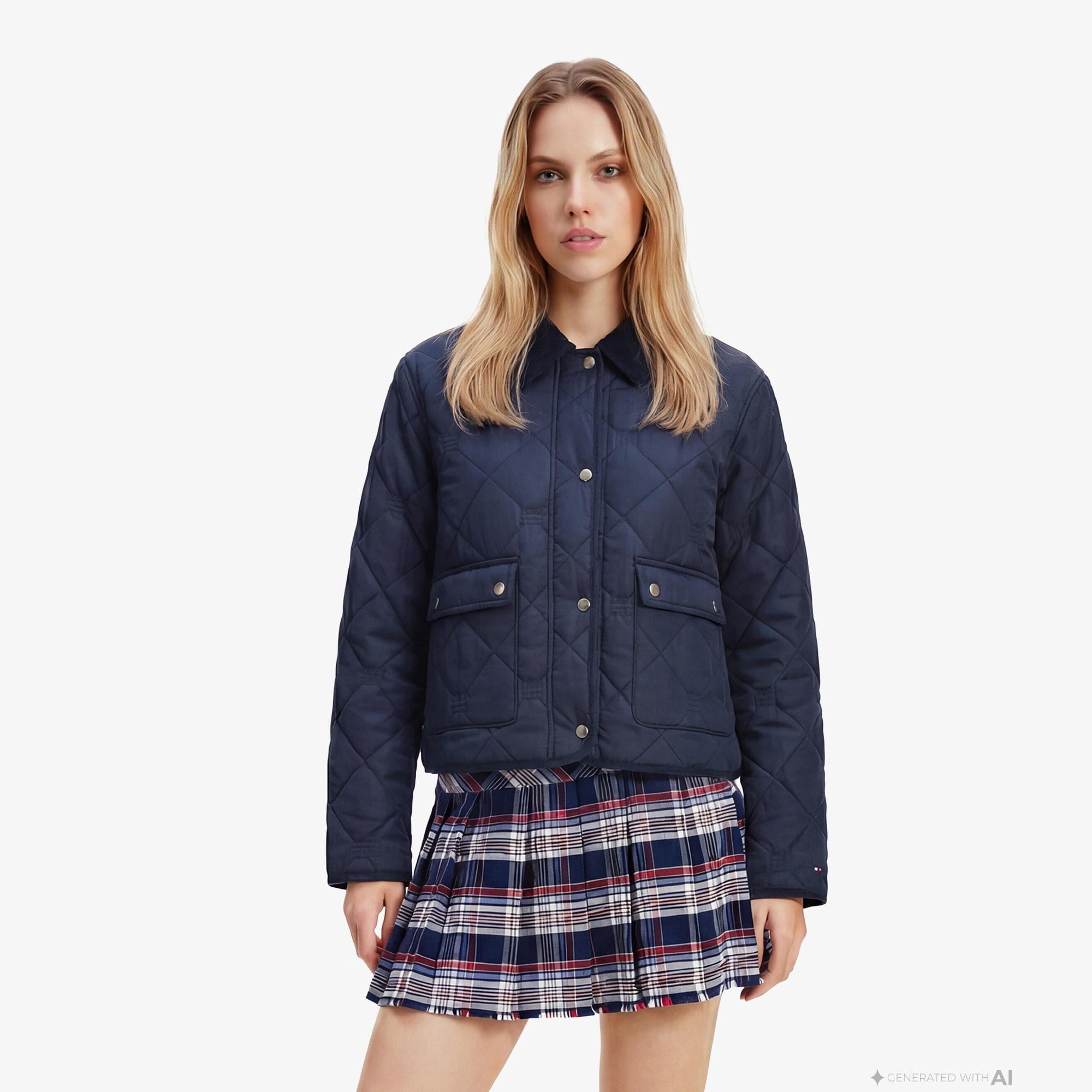 Tommy Hilfiger Padded Quilting Kadın Lacivert Ceket
