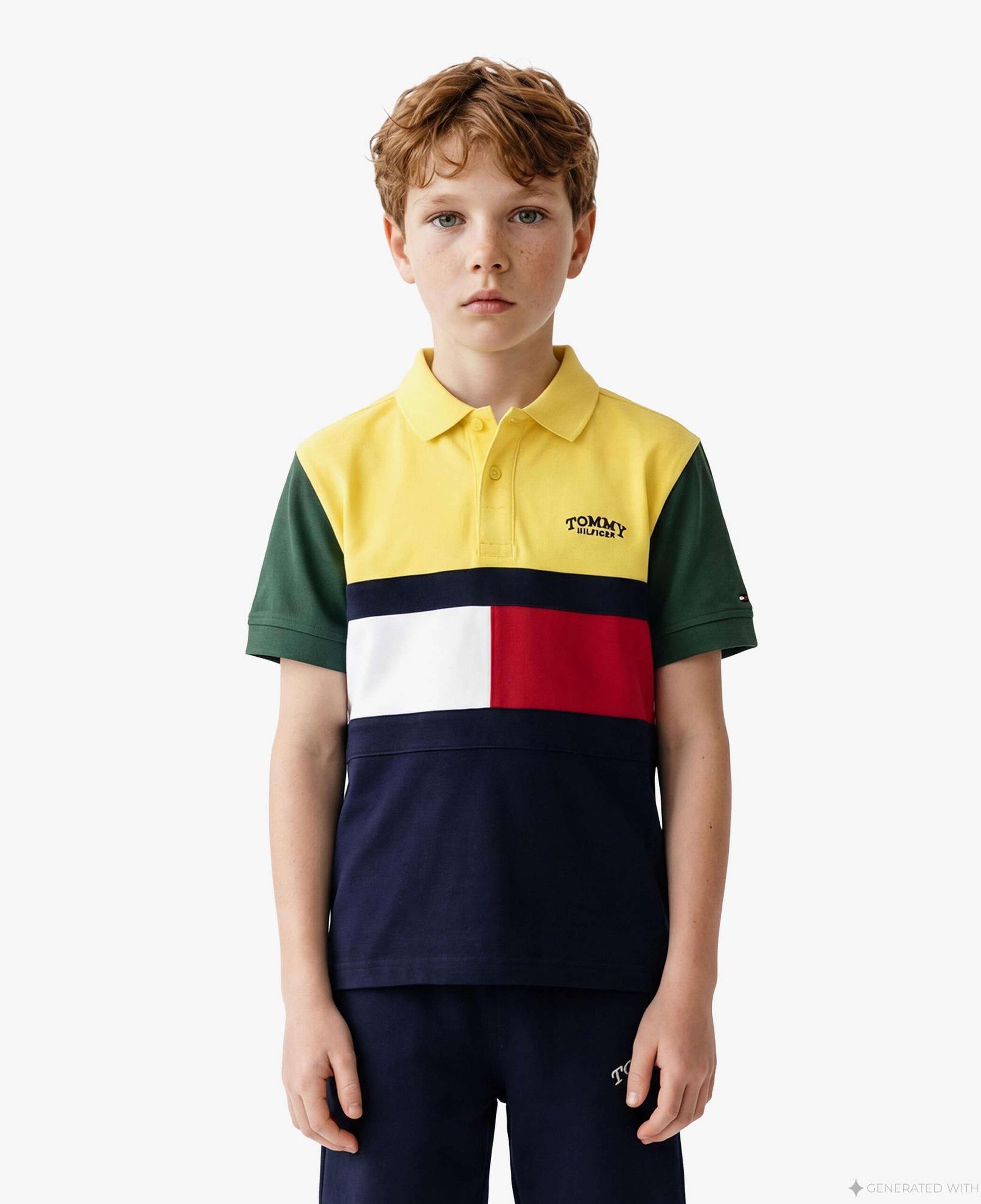 Tommy Hilfiger Flag Çocuk Sarı Polo Yaka T-Shirt