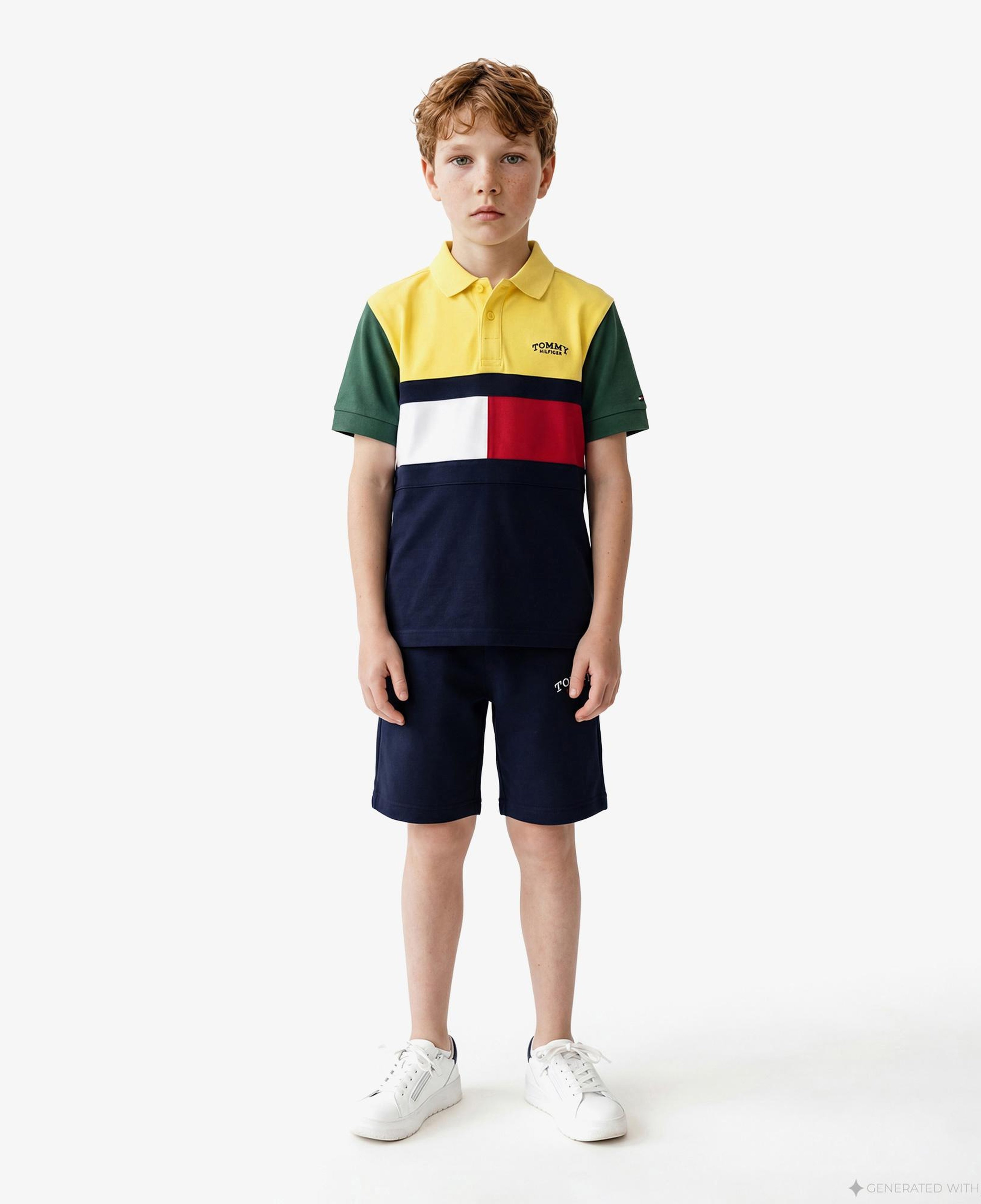 Tommy Hilfiger Flag Çocuk Sarı Polo Yaka T-Shirt
