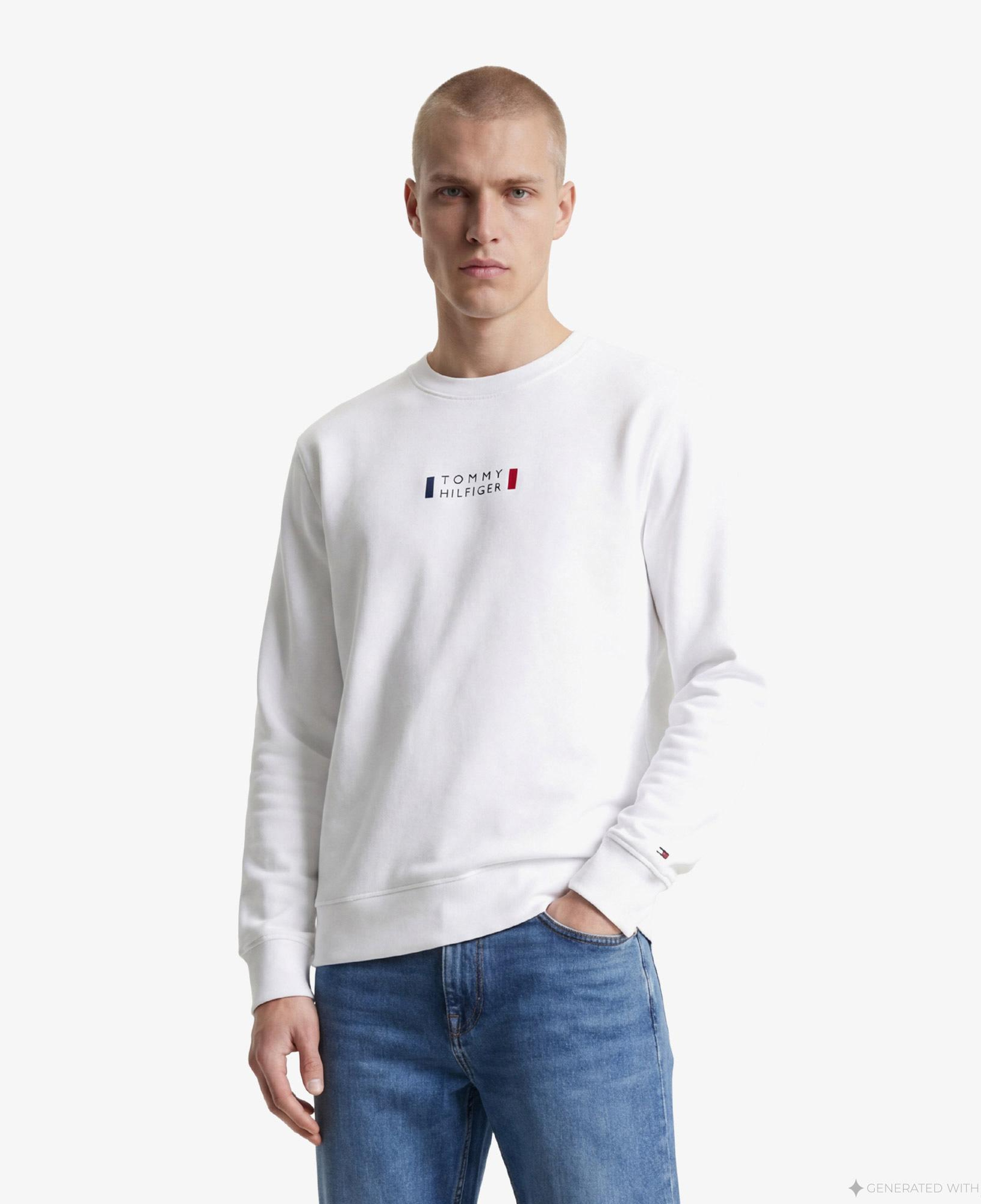 Tommy Hilfiger Brand Love Graphic Erkek Beyaz Sweatshirt