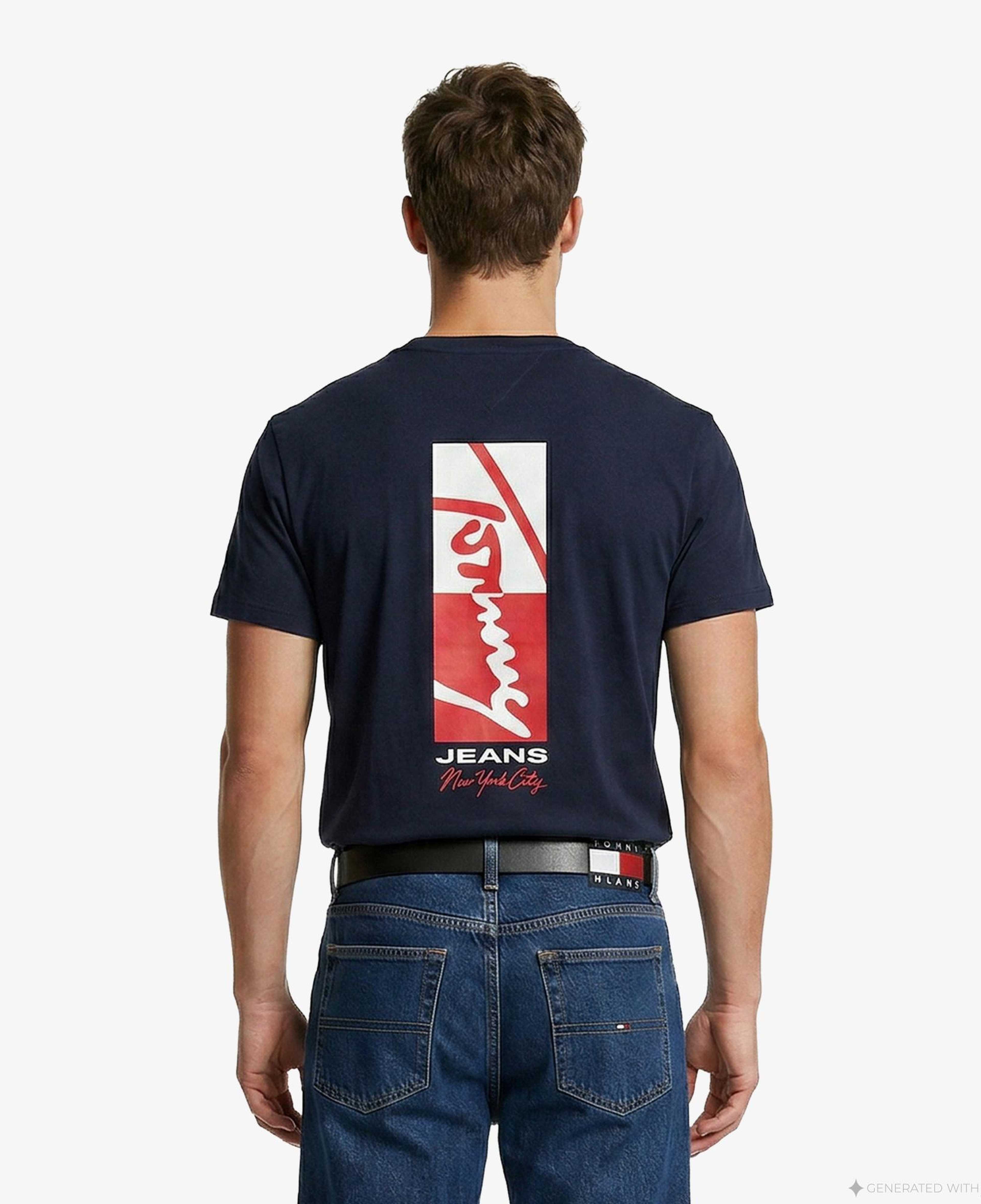 Tommy Hilfiger Signature Erkek Lacivert T-Shirt
