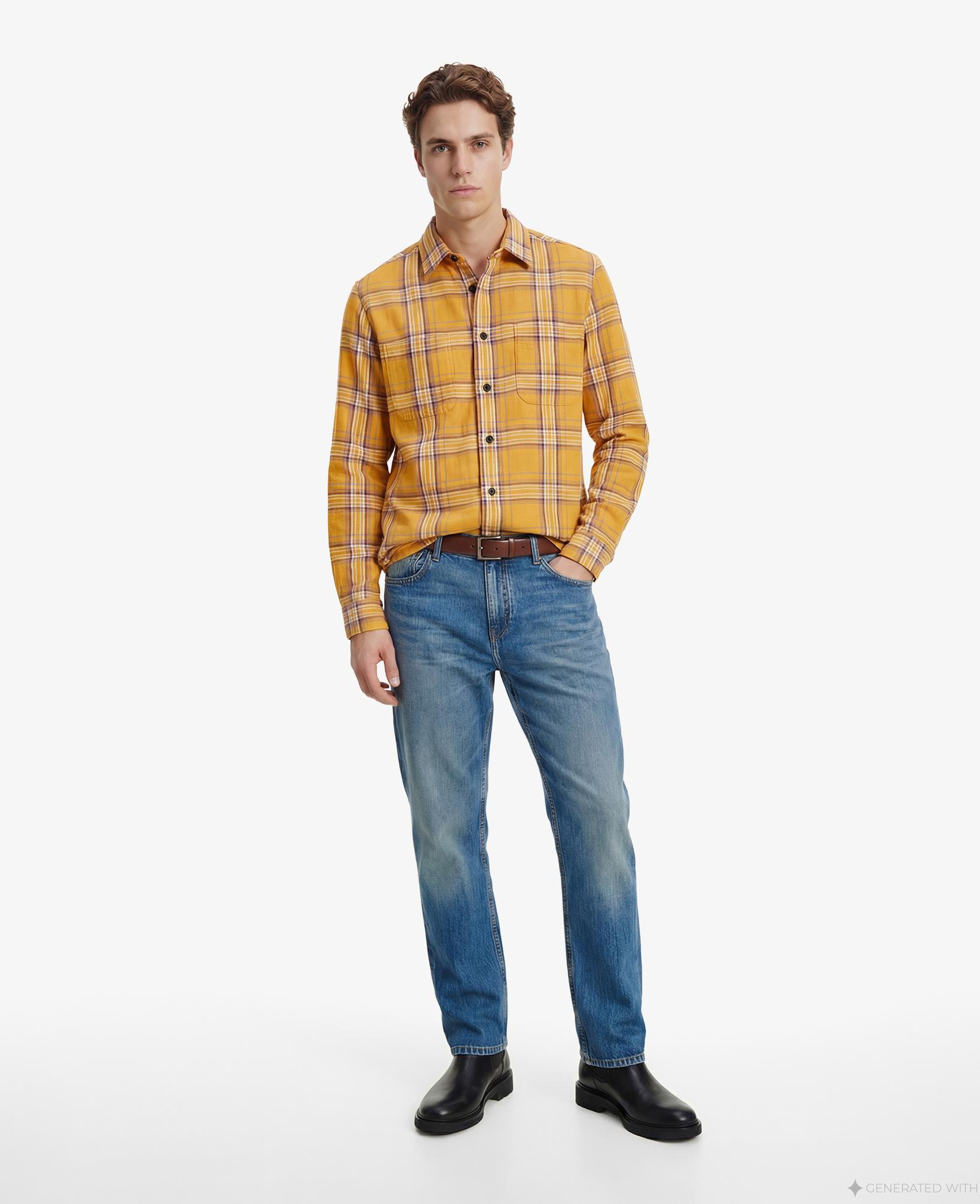 Tommy Hilfiger Layering Shirt Erkek Sarı Gömlek