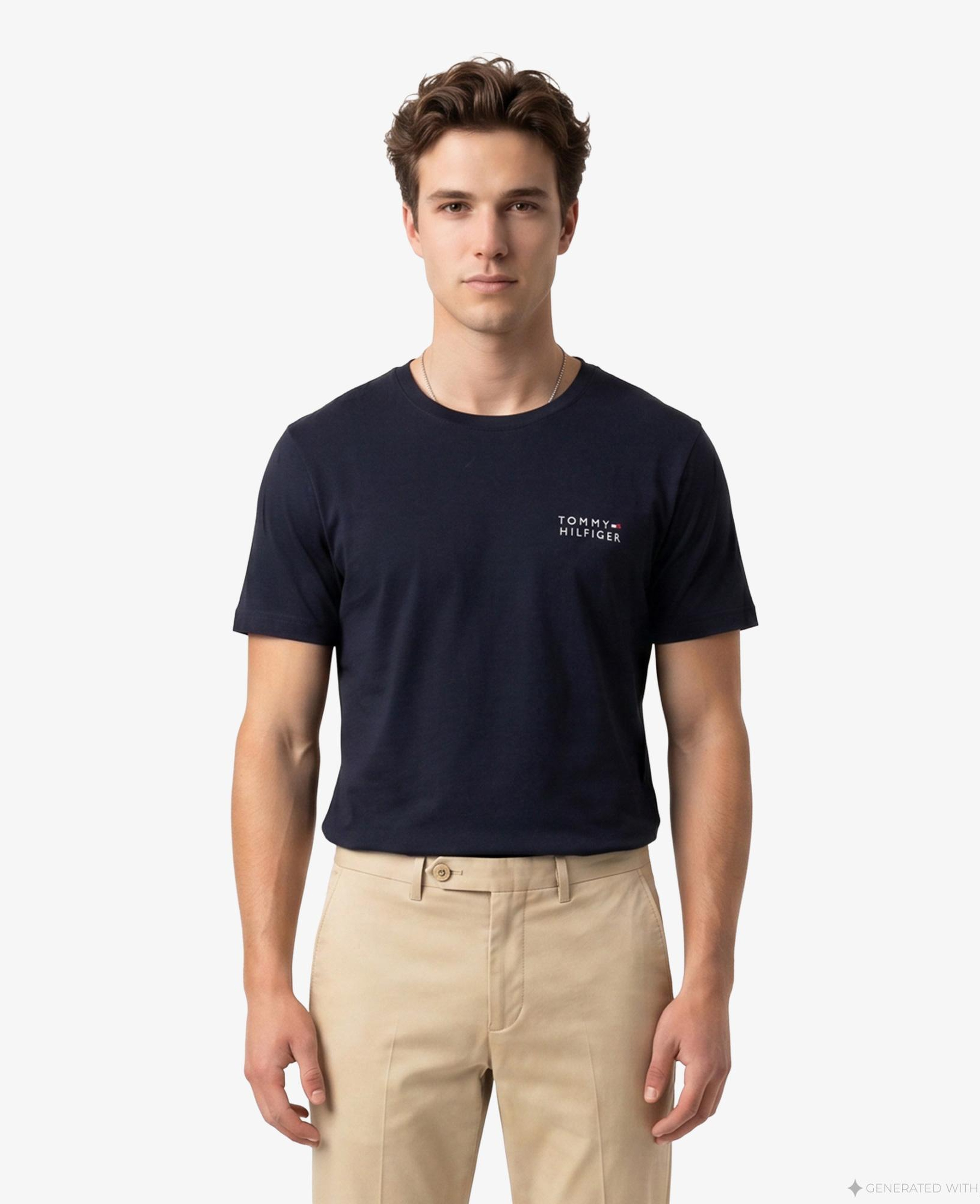 Tommy Hilfiger Brand Love Erkek Lacivert T-Shirt