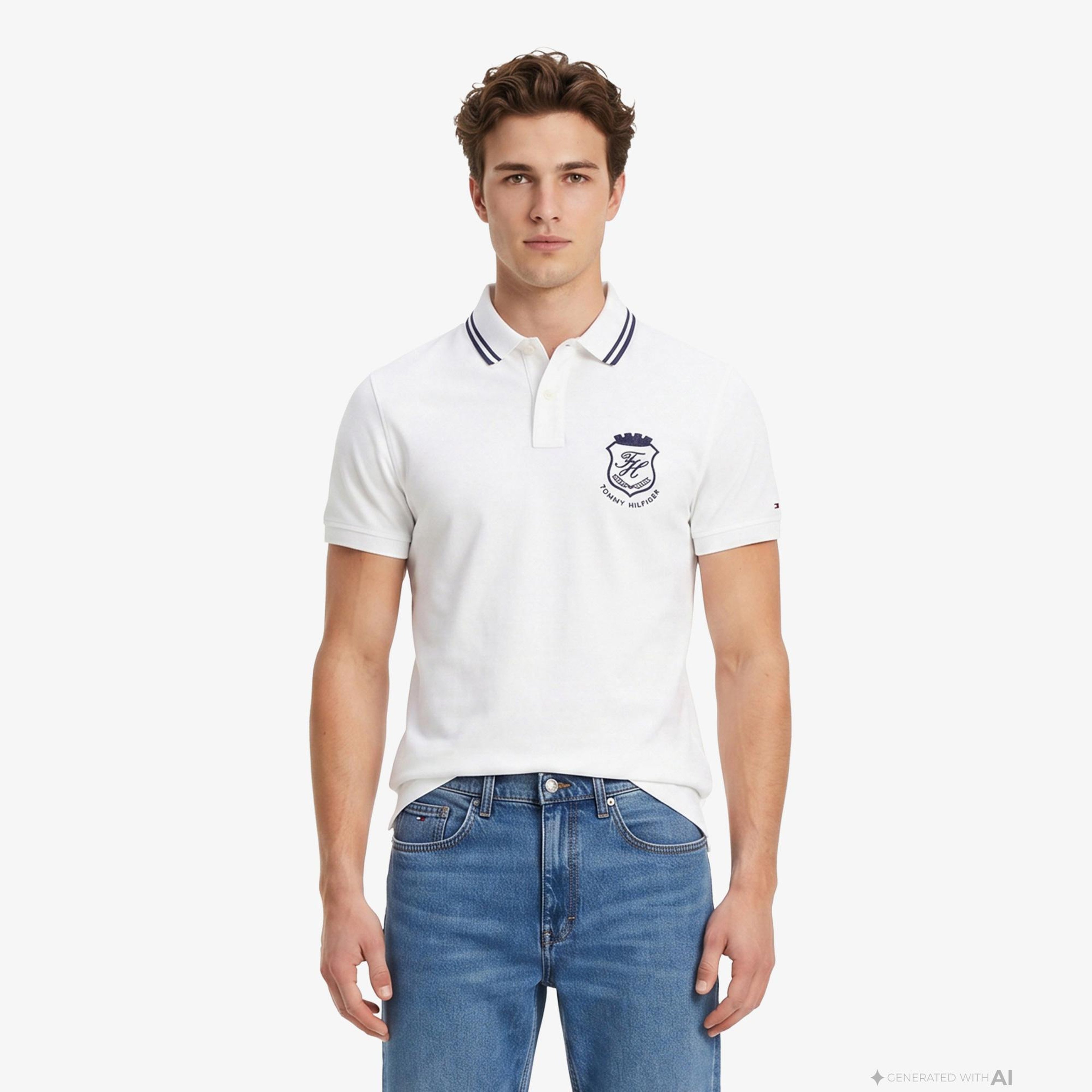 Tommy Hilfiger Country Club Erkek Beyaz Polo Yaka T-Shirt