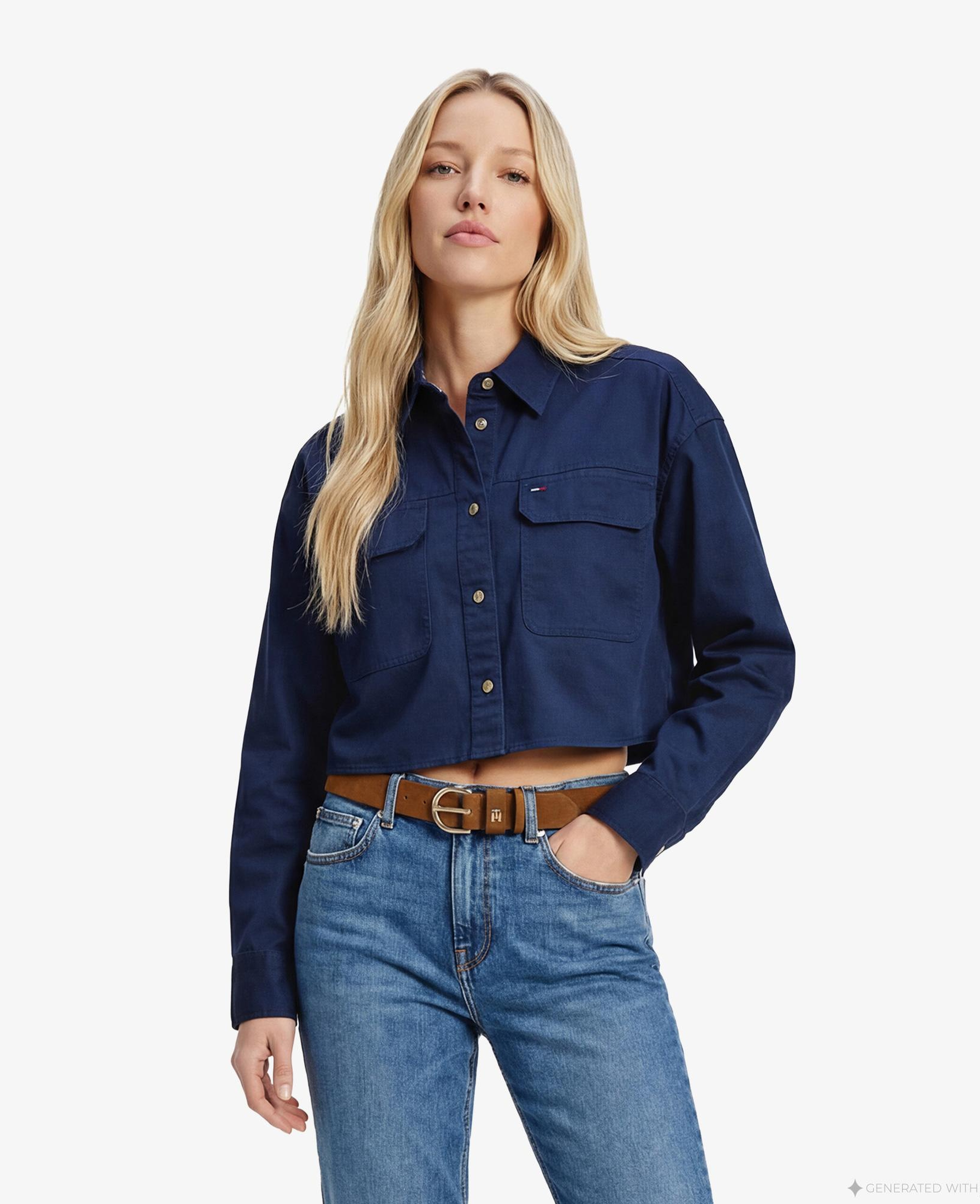 Tommy Hilfiger Modern Prep Kadın Lacivert Gömlek