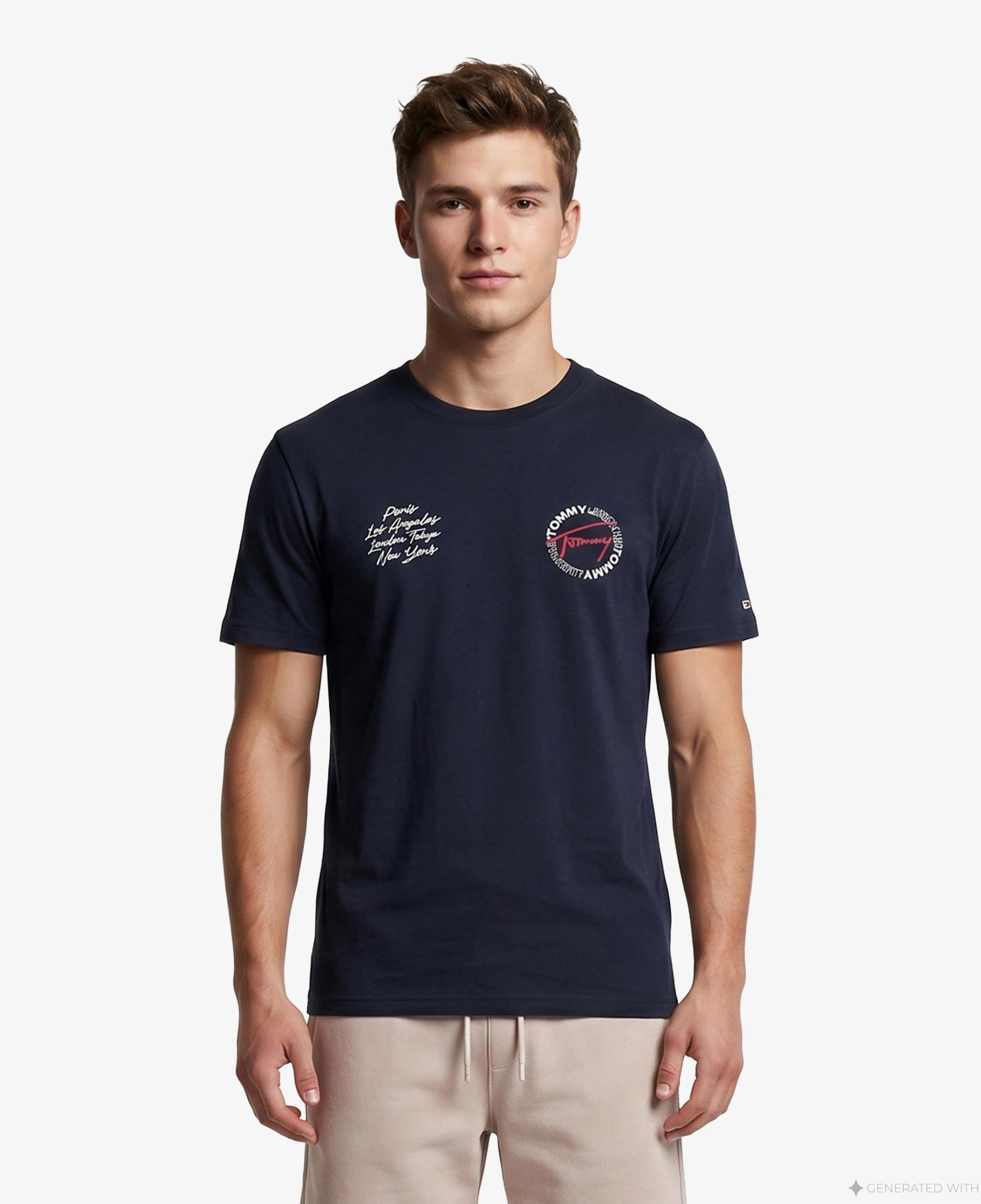 Tommy Hilfiger Signature Erkek Lacivert T-Shirt
