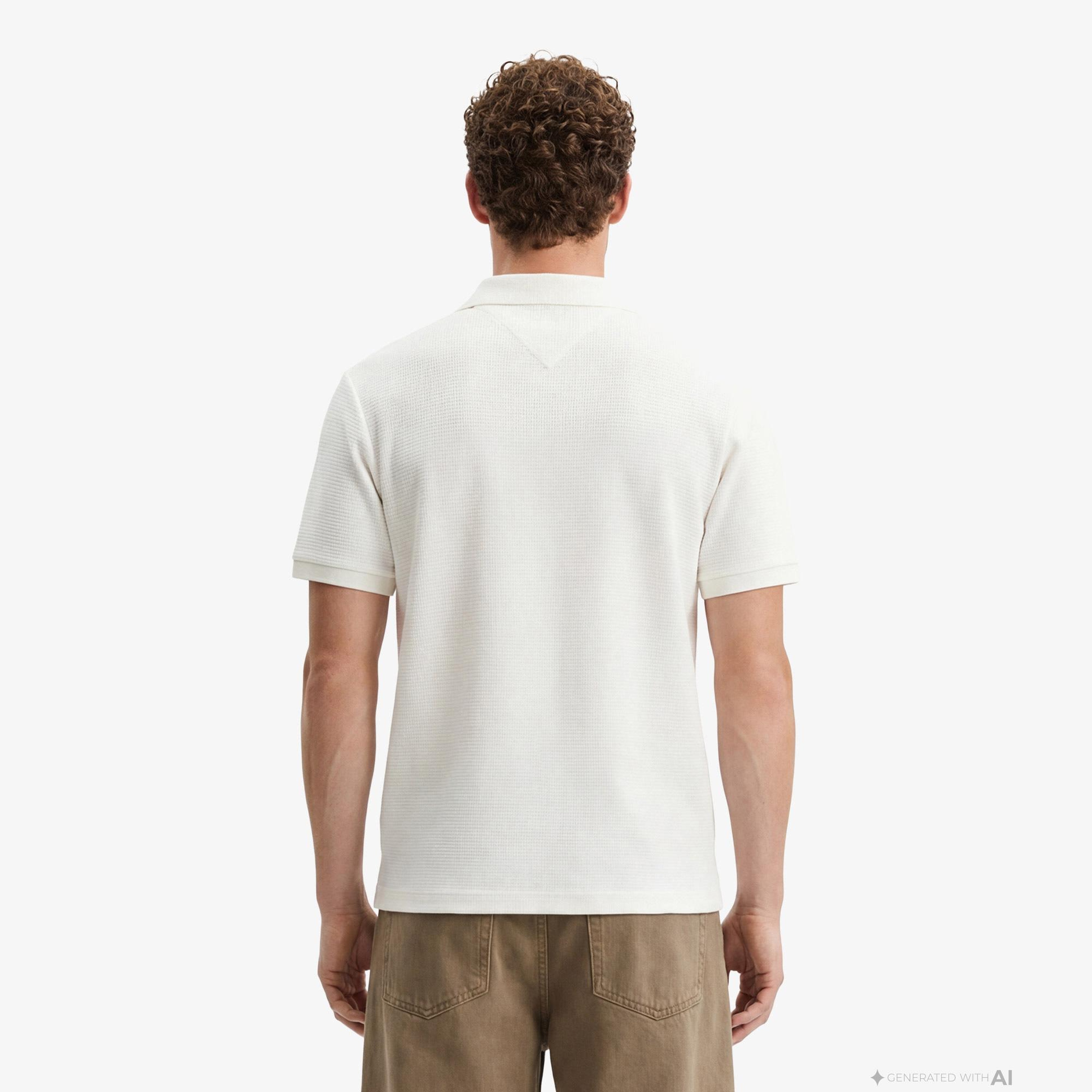 Tommy Hilfiger Performance Erkek Krem Rengi Polo Yaka T-Shirt