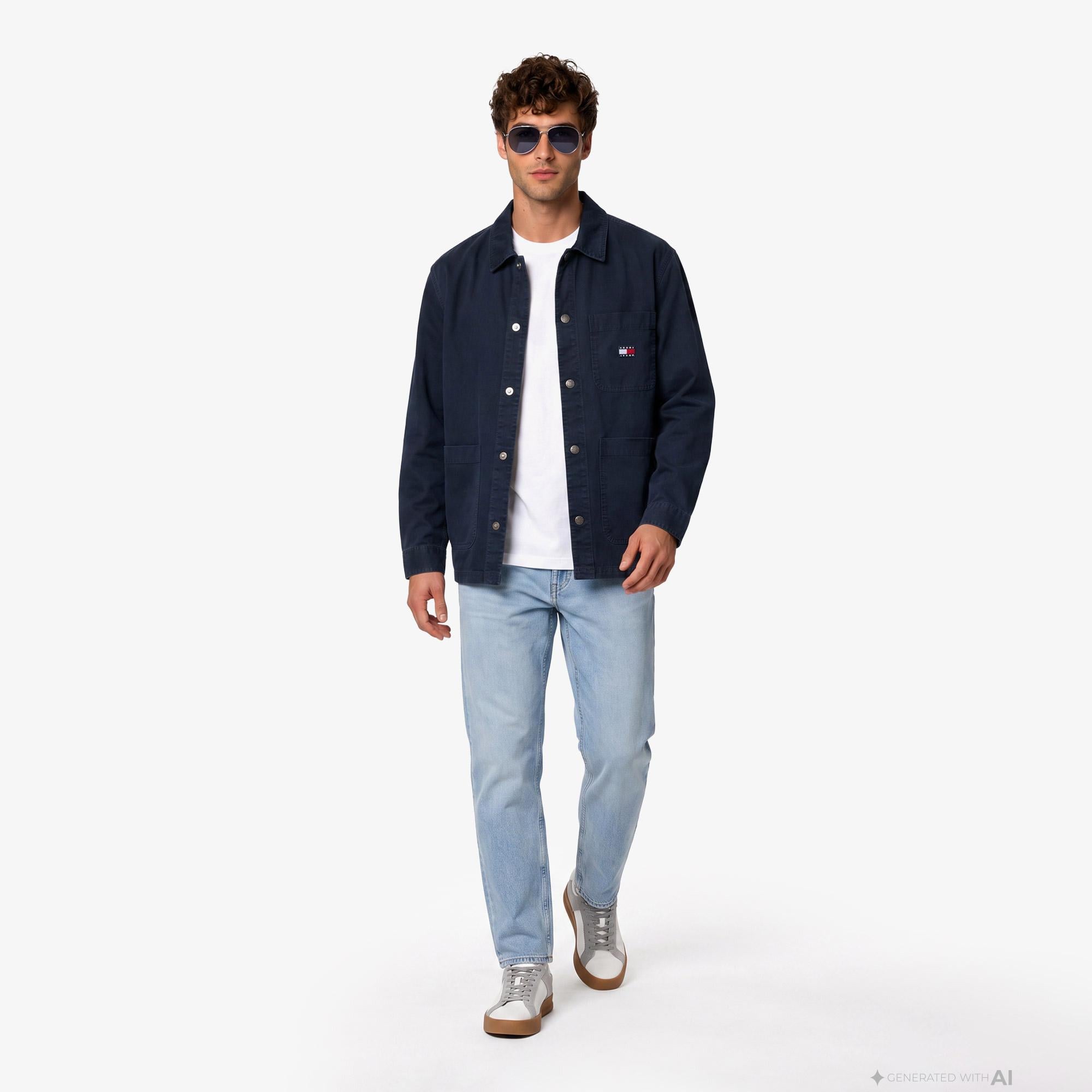 Tommy Hilfiger Overshirt Erkek Lacivert Gömlek