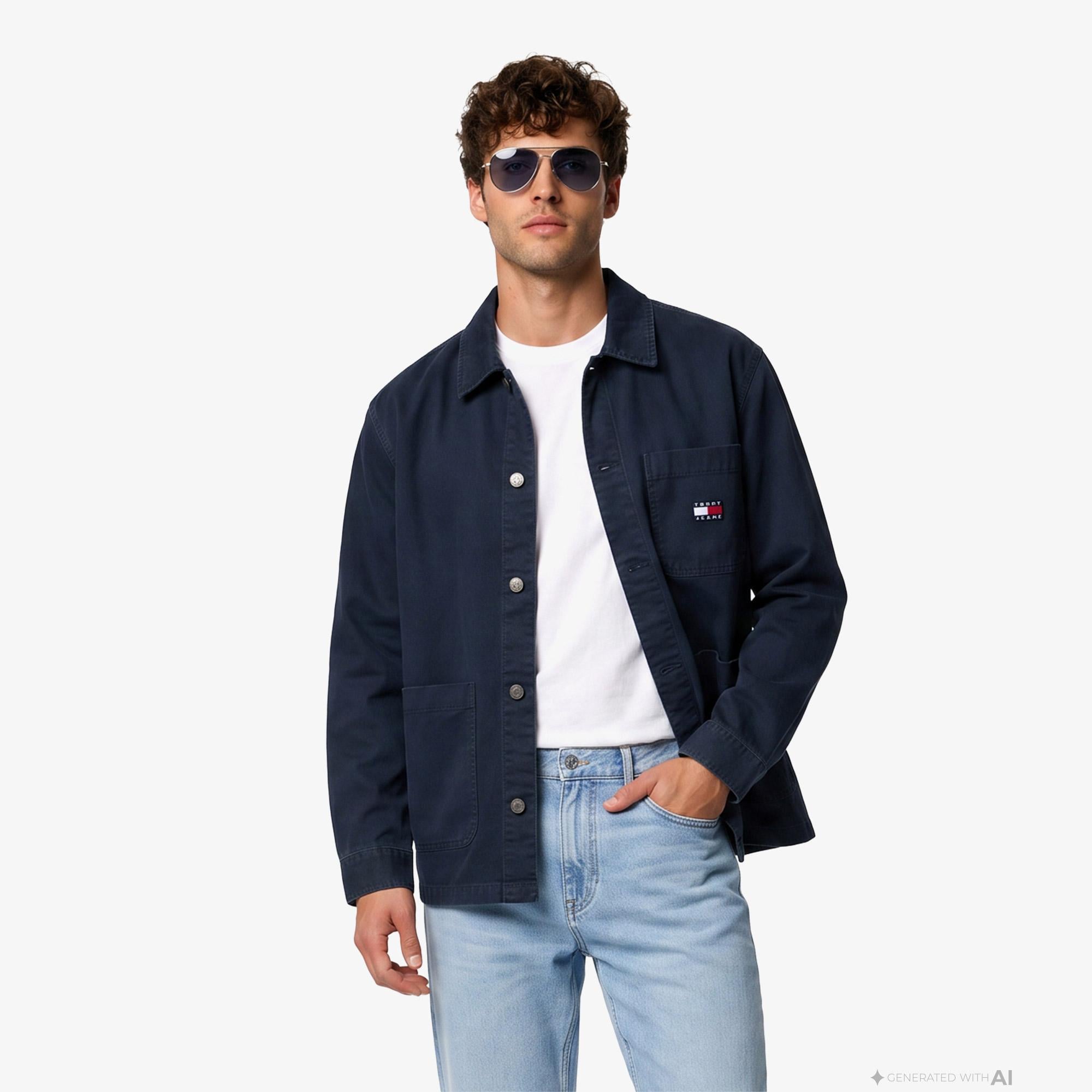 Tommy Hilfiger Overshirt Erkek Lacivert Gömlek
