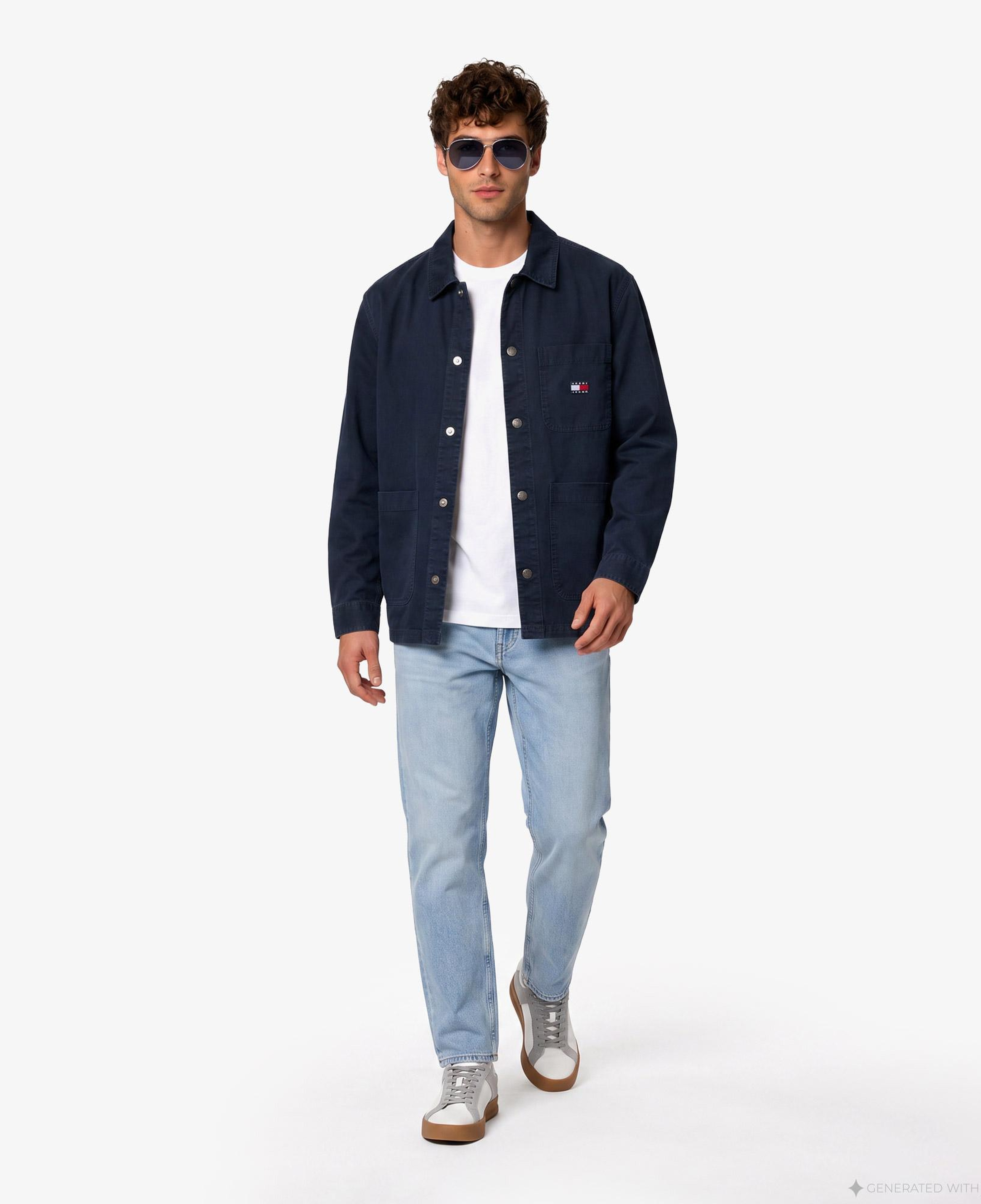 Tommy Hilfiger Overshirt Erkek Lacivert Gömlek