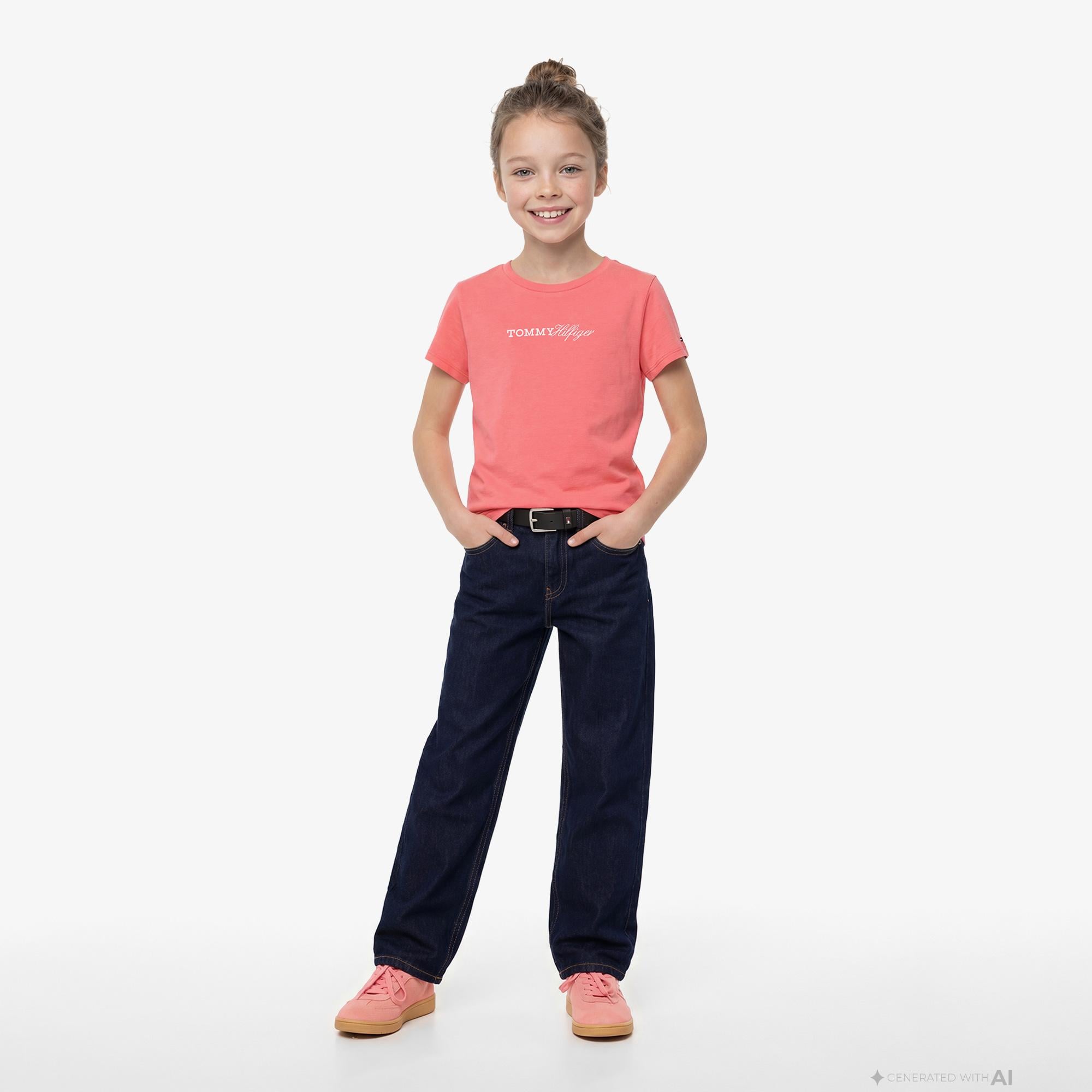 Tommy Hilfiger Script Çocuk Pembe T-Shirt