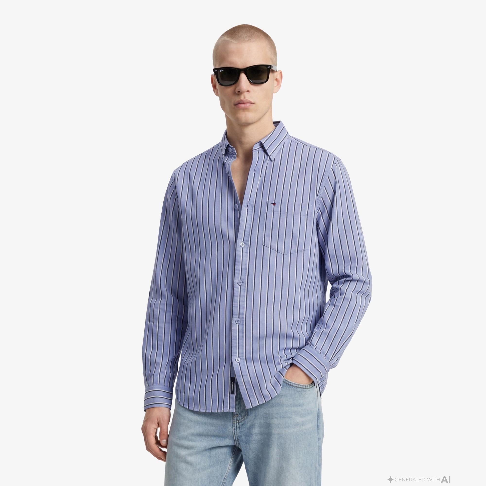 Tommy Hilfiger Twill Erkek Mavi Gömlek