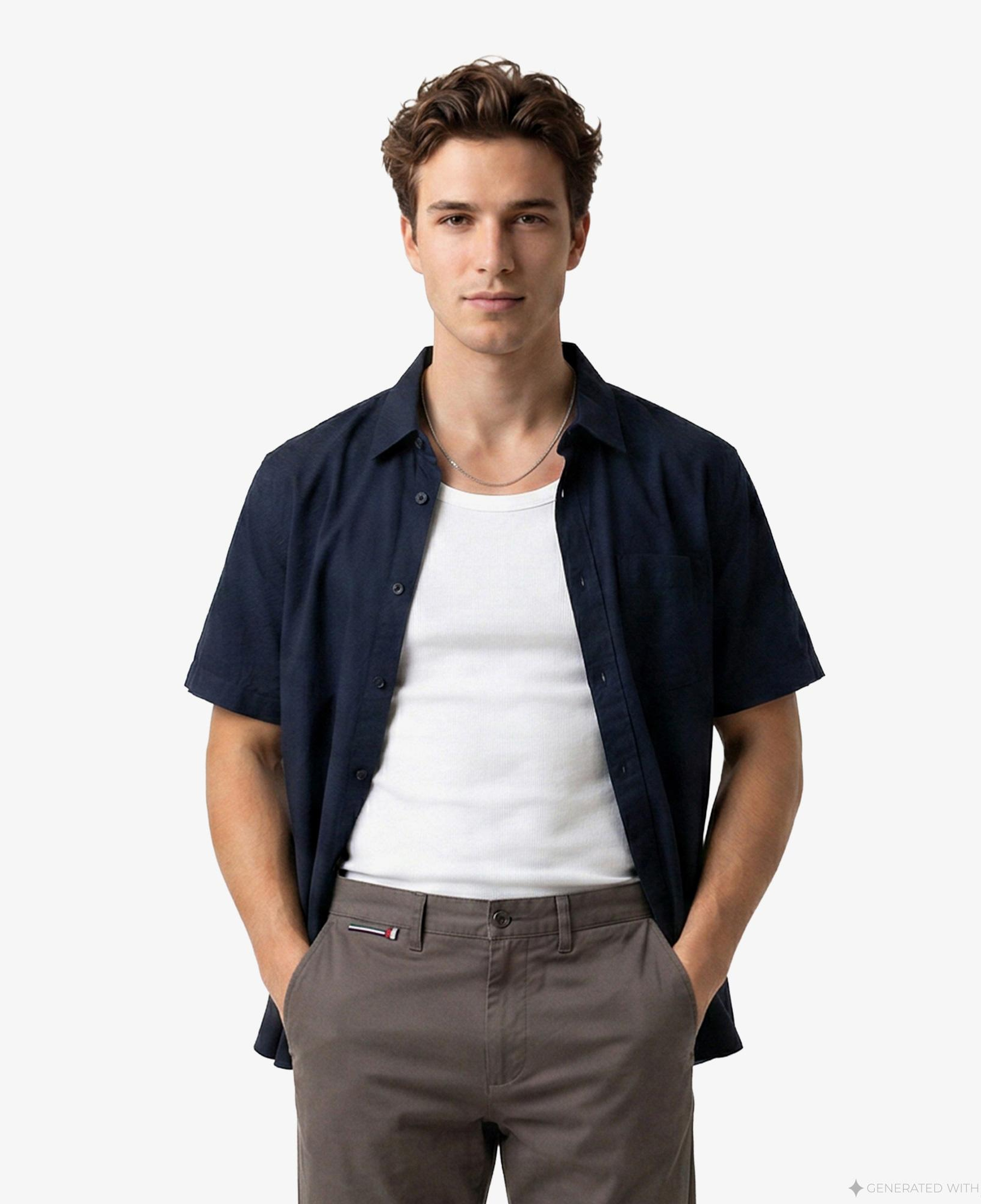 Tommy Hilfiger Textured Erkek Lacivert Gömlek