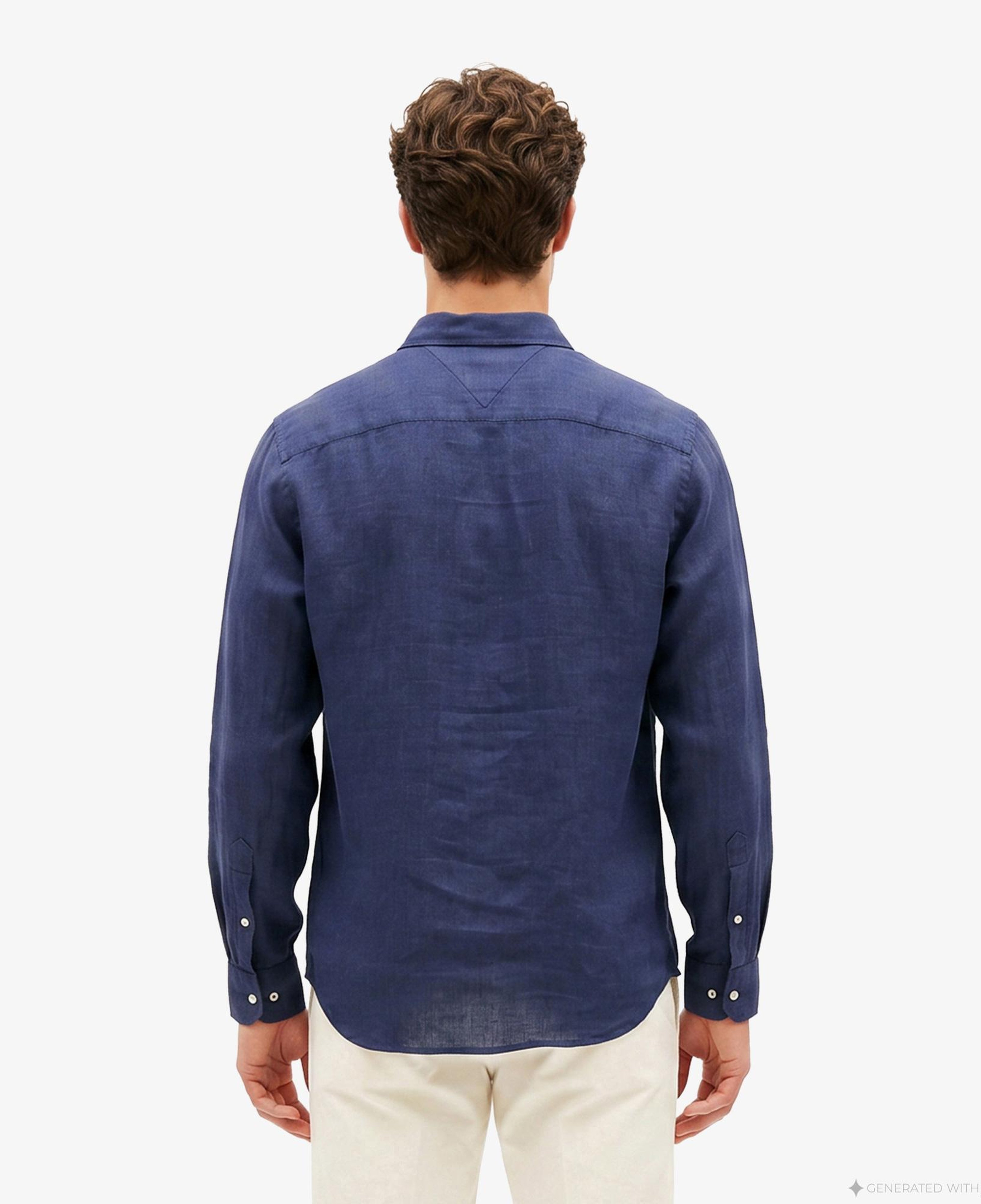Tommy Hilfiger Seasonal Quality Erkek Lacivert Keten Gömlek