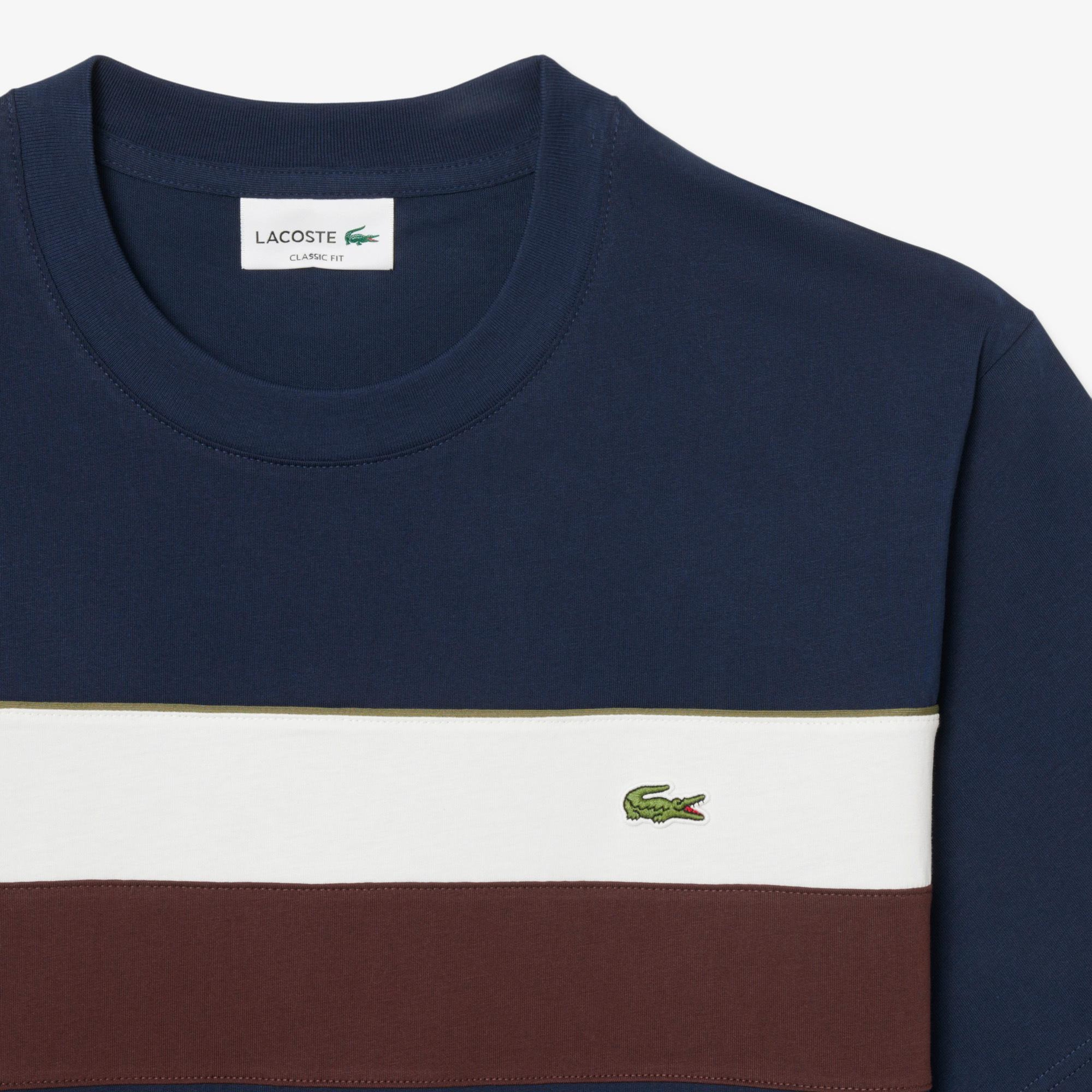 Lacoste Classic Fit Bisiklet Yaka Renk Bloklu Erkek Lacivert T-Shirt