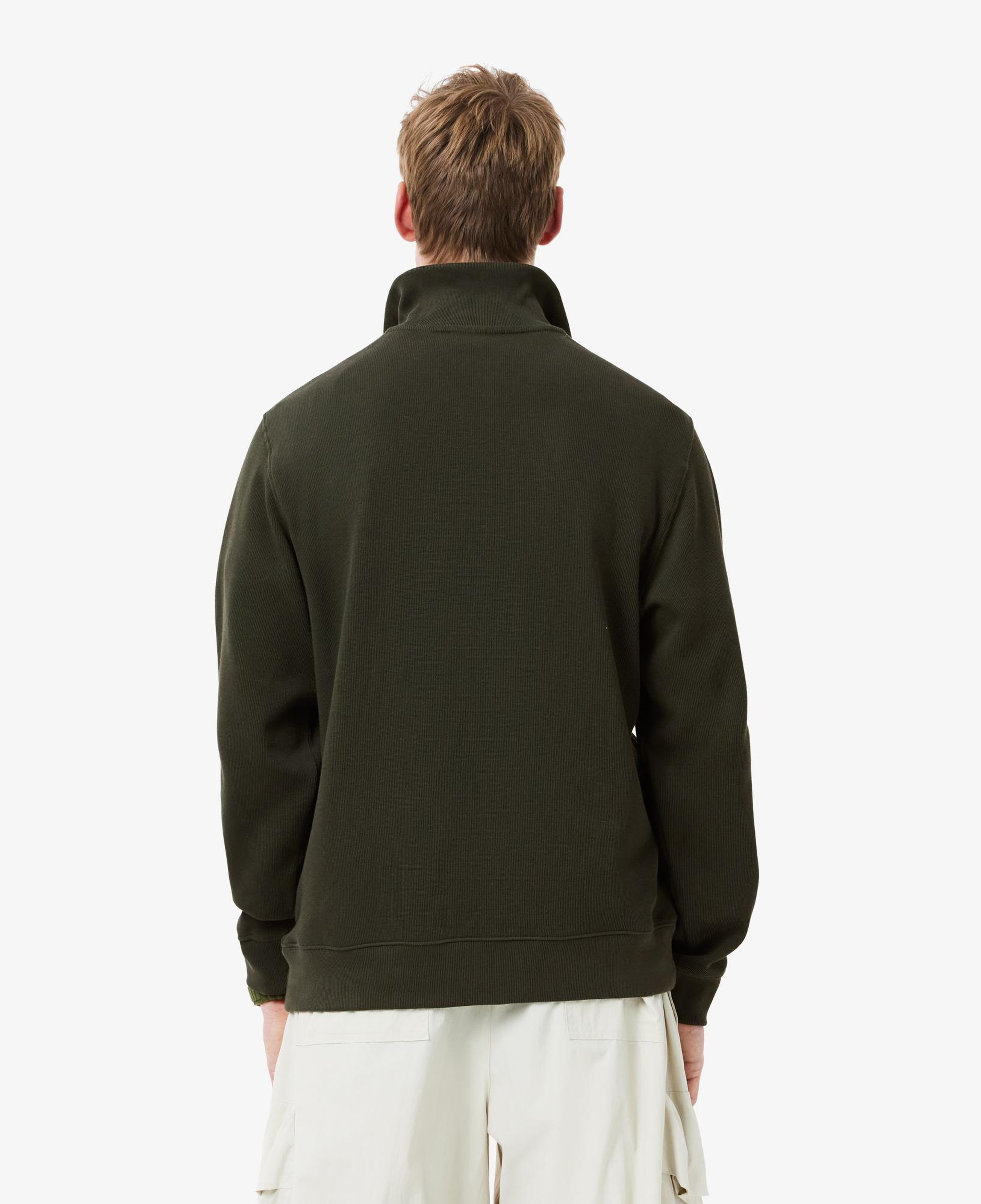 Erkek Classic Fit Yarım Fermuarlı Haki Sweatshirt