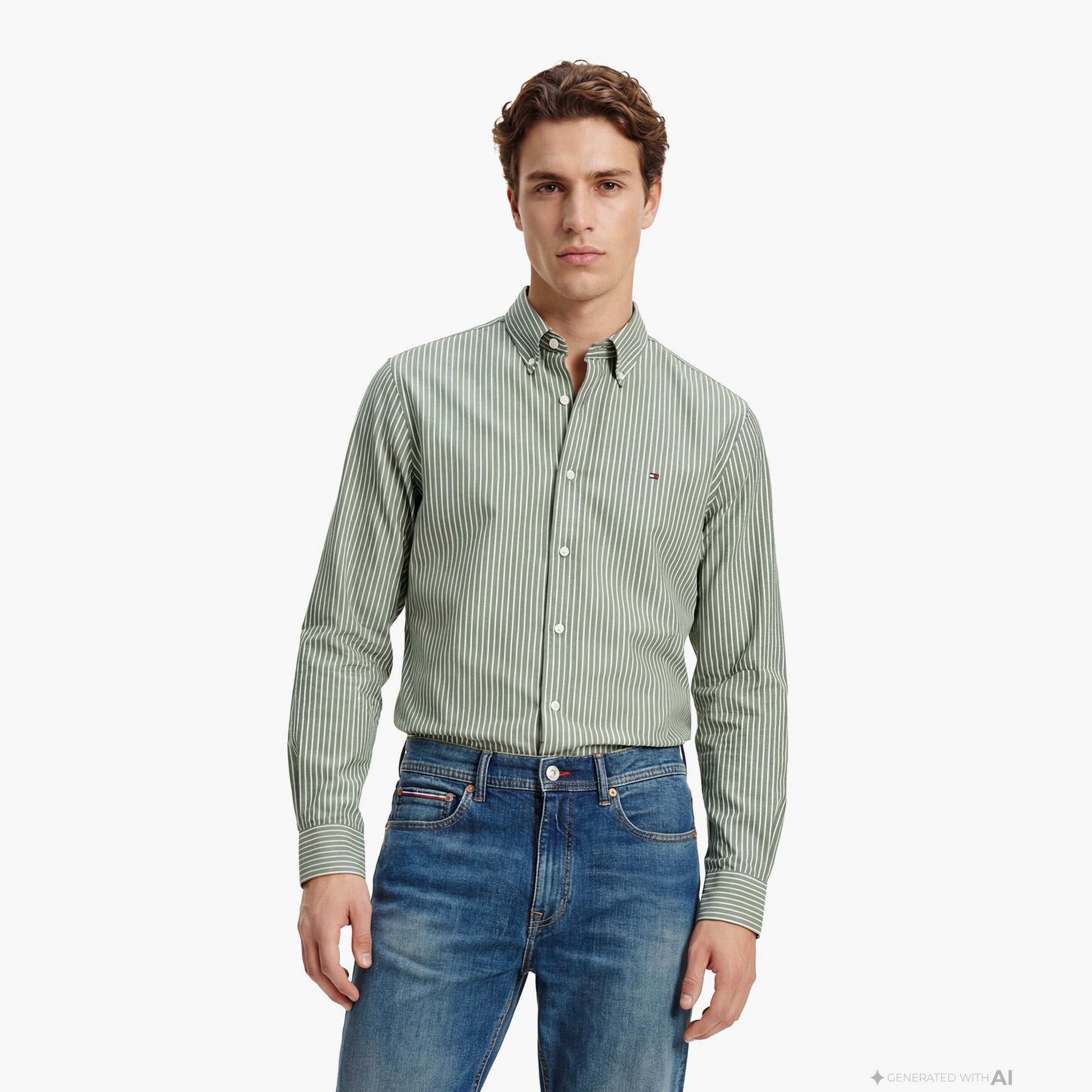 Tommy Hilfiger Core Essentials Erkek Yeşil Gömlek