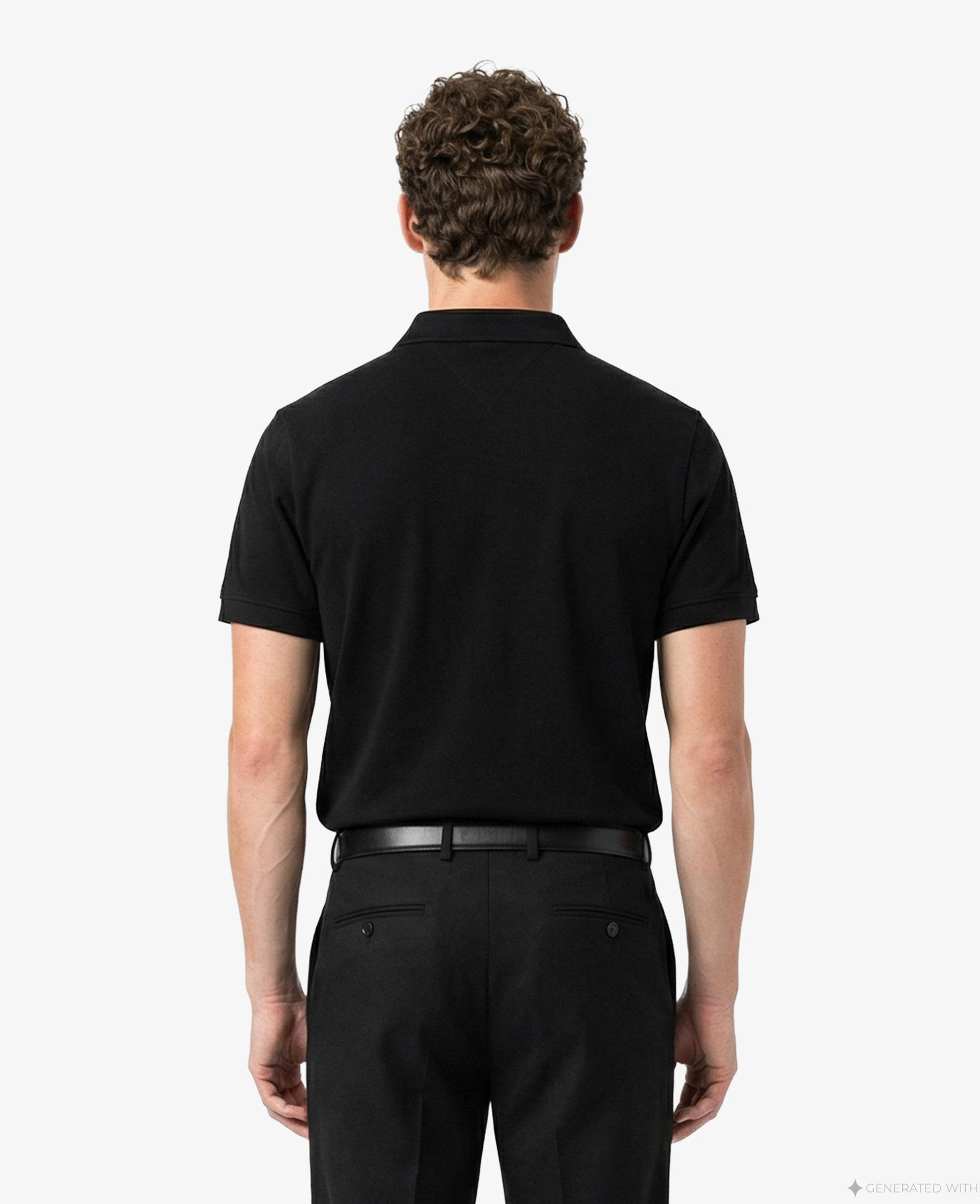 Tommy Hilfiger Classic Flag Erkek Siyah Polo Yaka T-Shirt