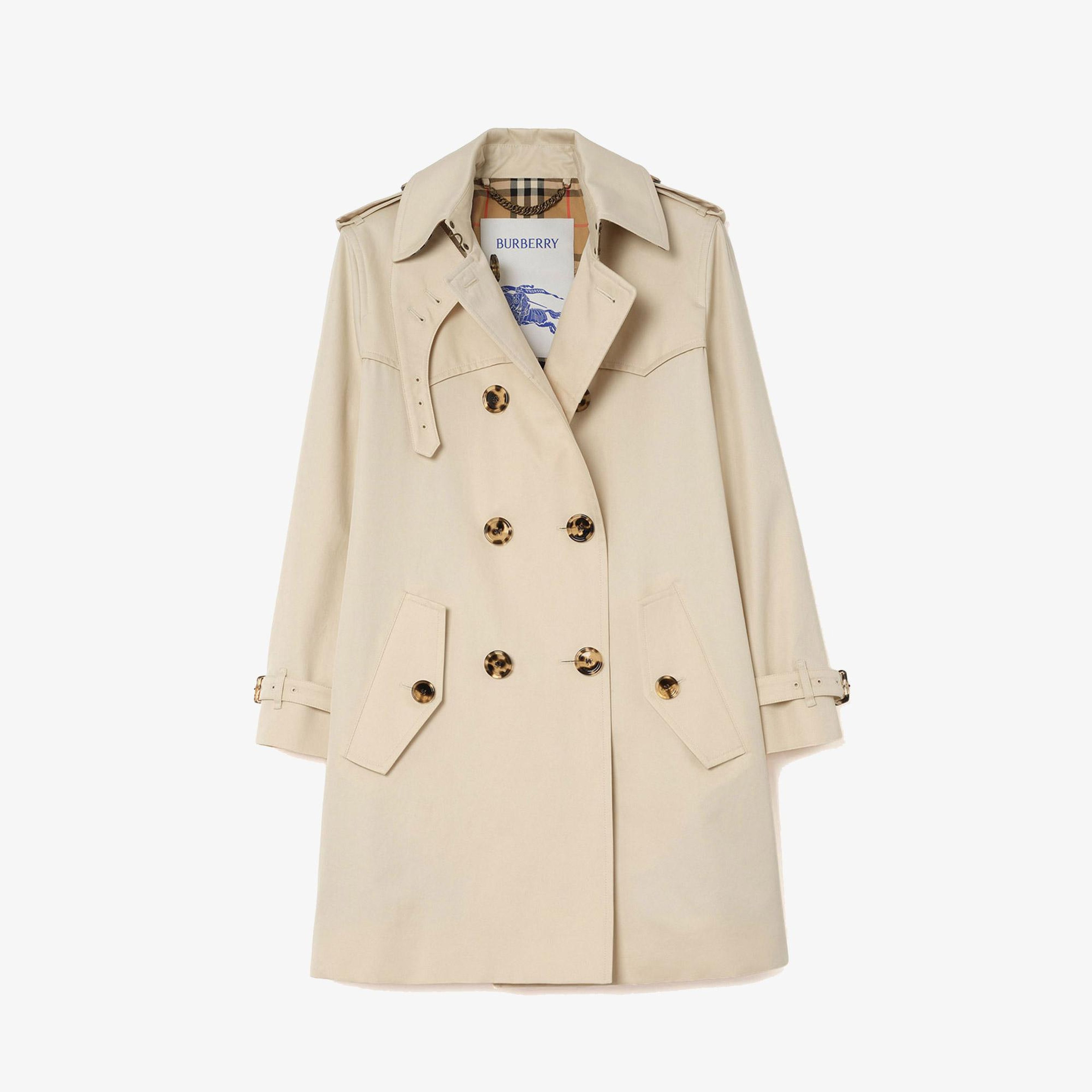 Burberry Short Summerside Gabardine Kadın Krem Trençkot