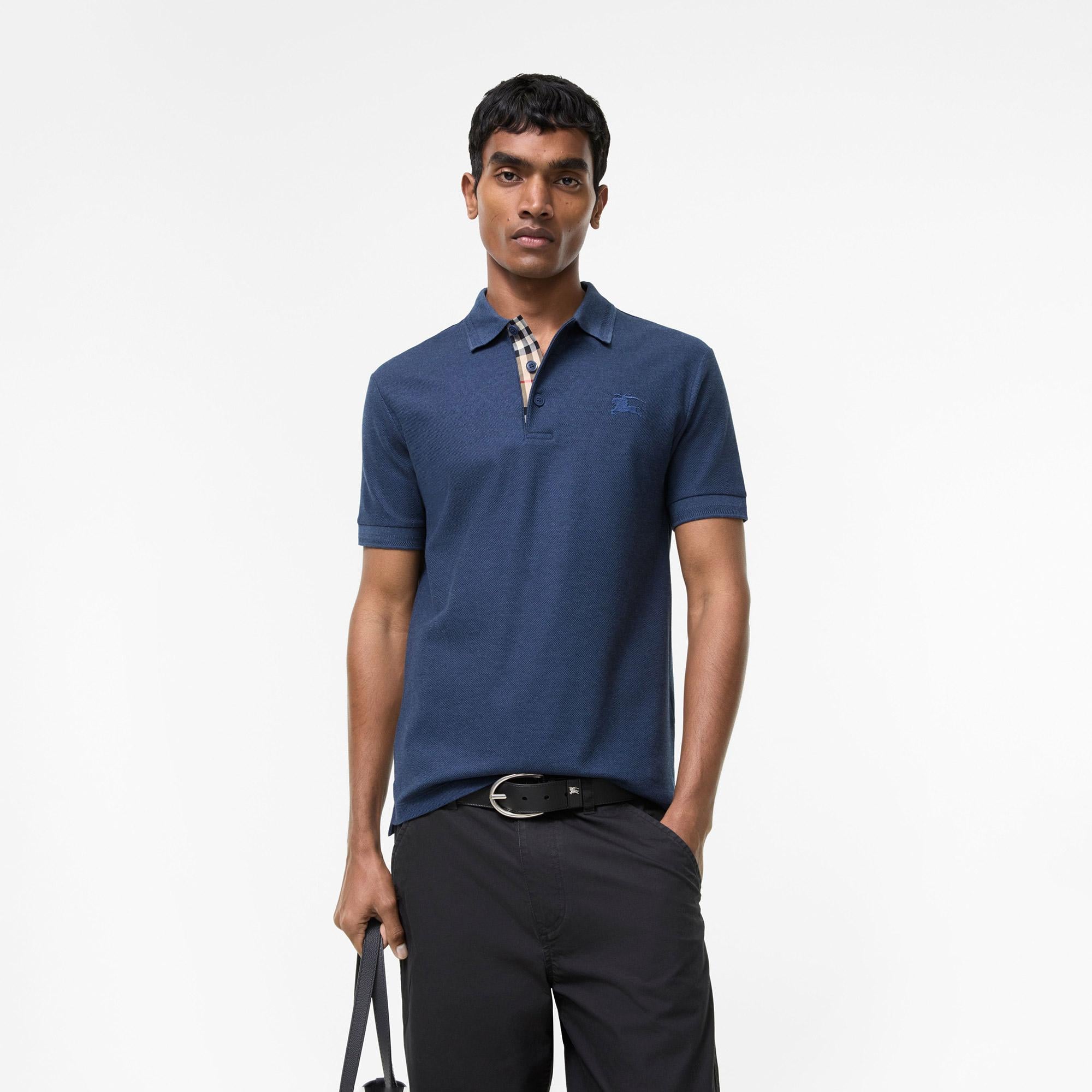 Burberry Cotton Erkek Lacivert Polo