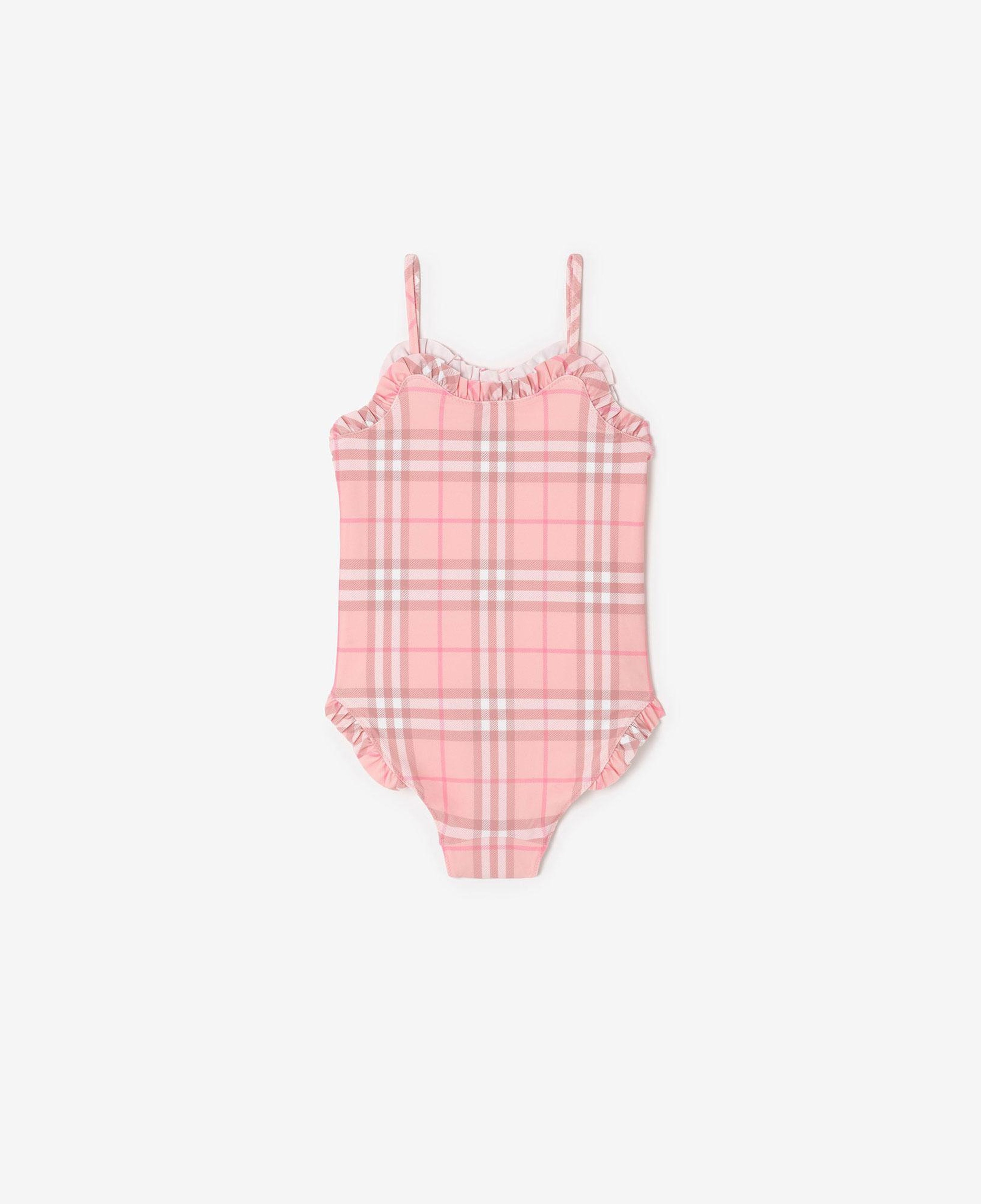Burberry Ruffle Trim Check Çocuk Pembe Mayo