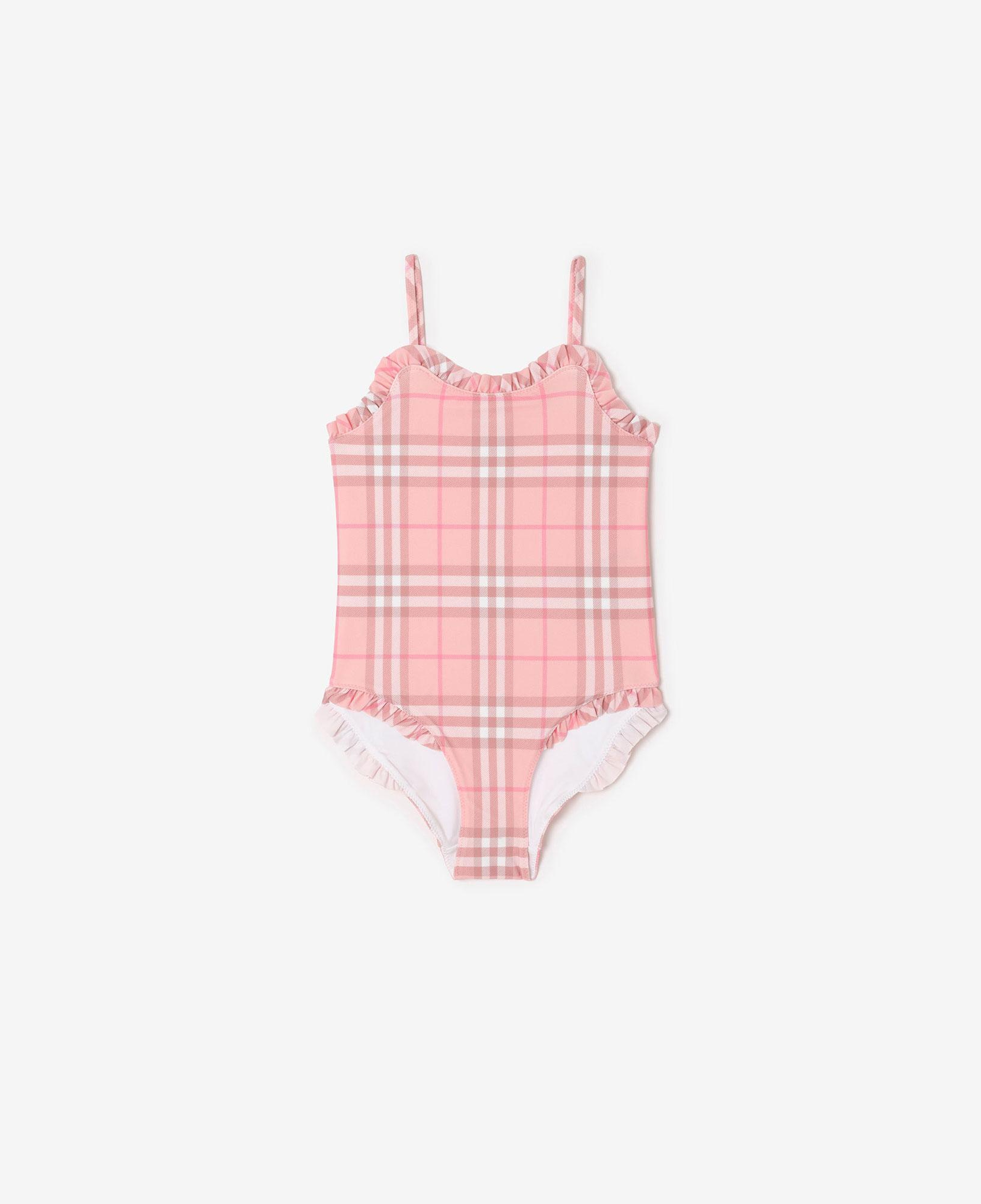 Burberry Ruffle Trim Check Çocuk Pembe Mayo