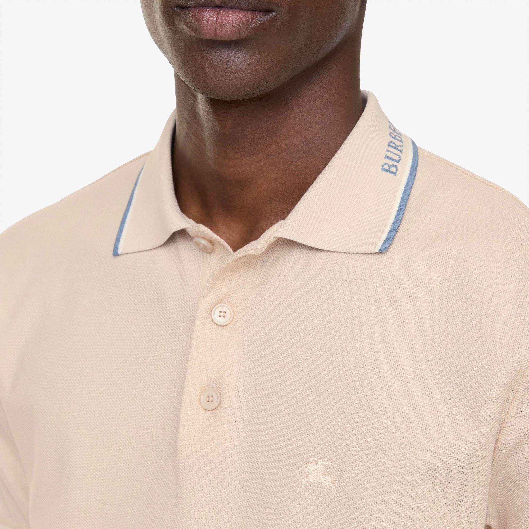 Burberry Logo Collar Cotton Erkek Krem Polo