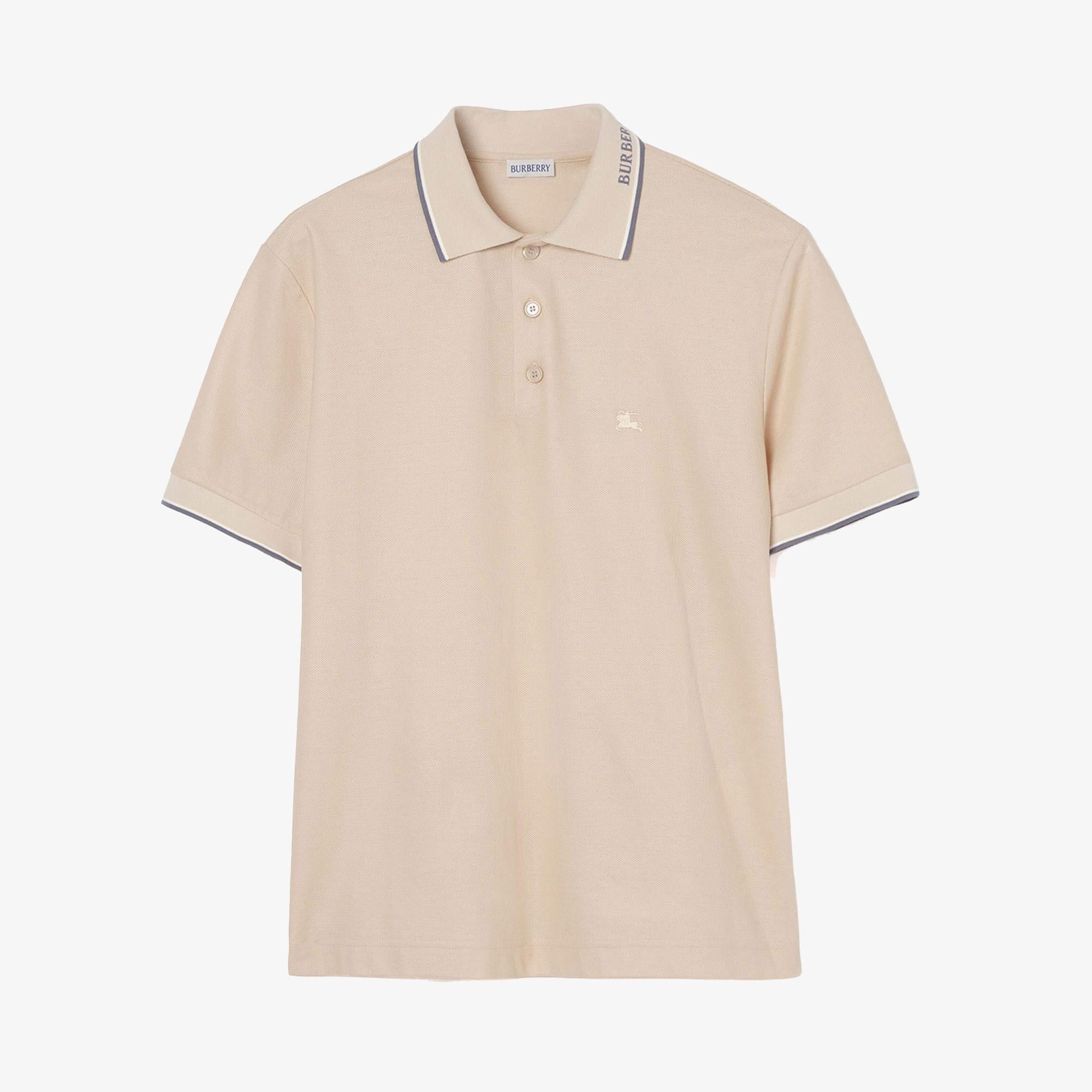 Burberry Logo Collar Cotton Erkek Krem Polo