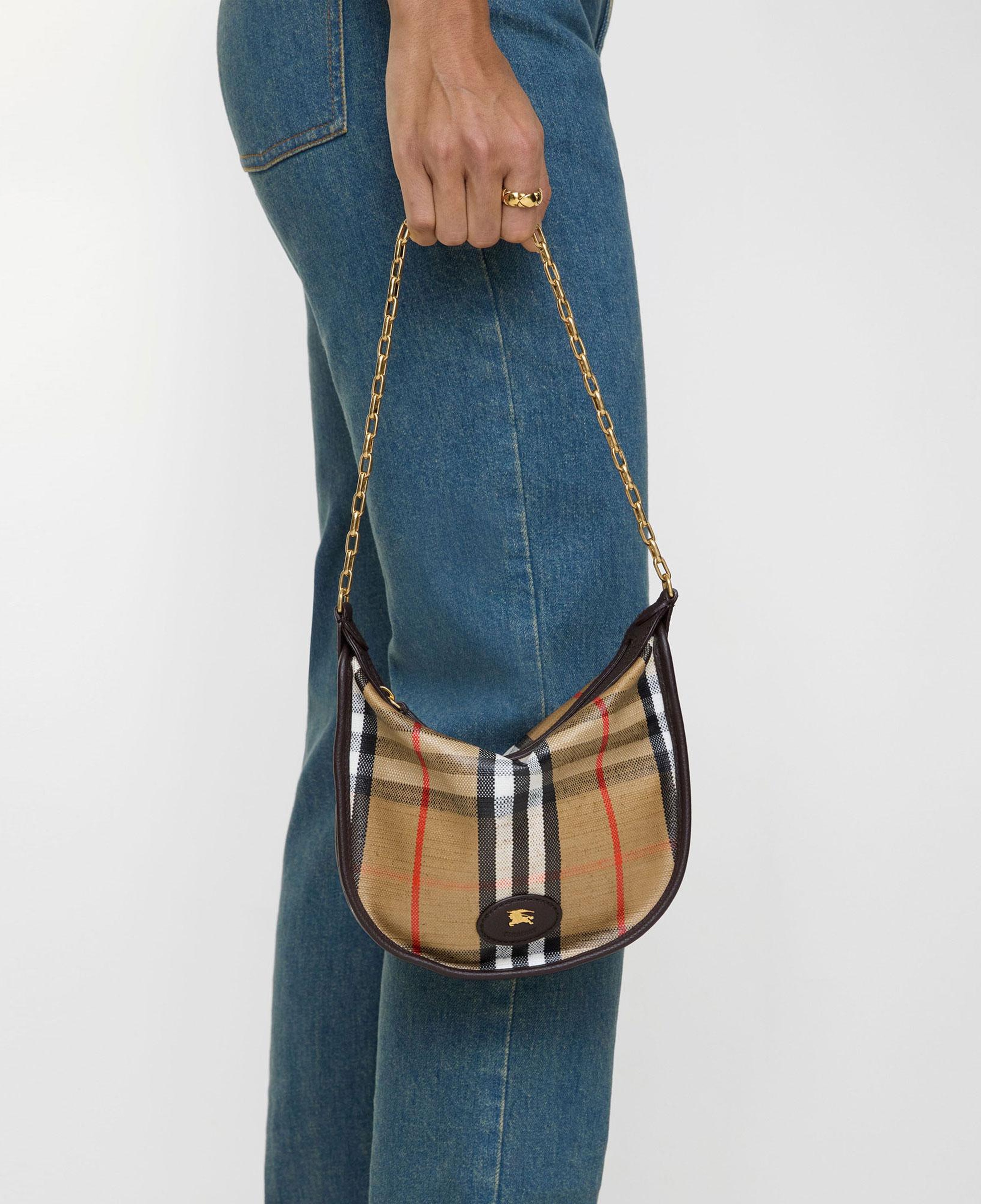 Burberry Highlands Chain Strap Pouch Kadın Bej Keten El Çantası