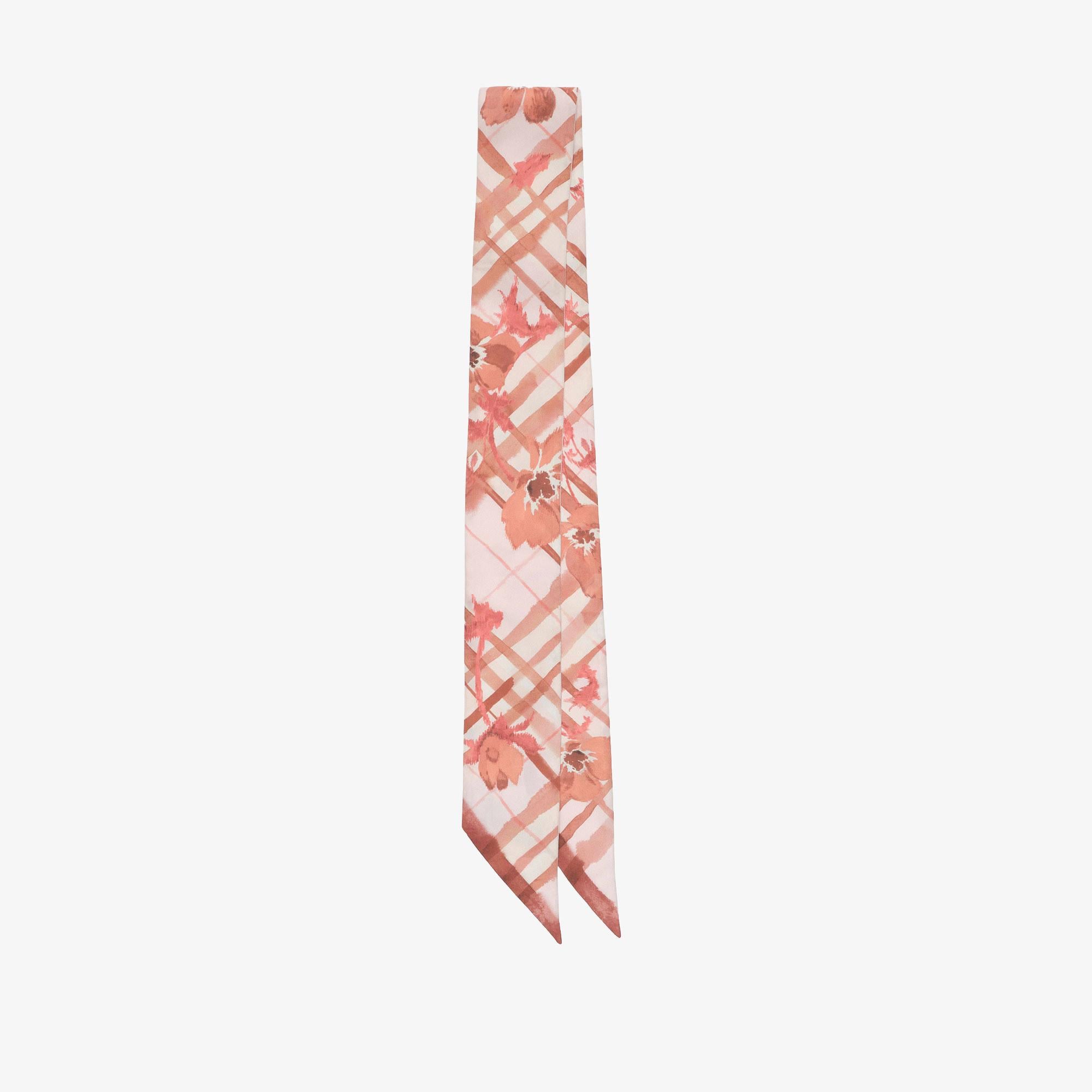 Burberry Skinny Watercolour Check Silk Kadın Pembe Eşarp