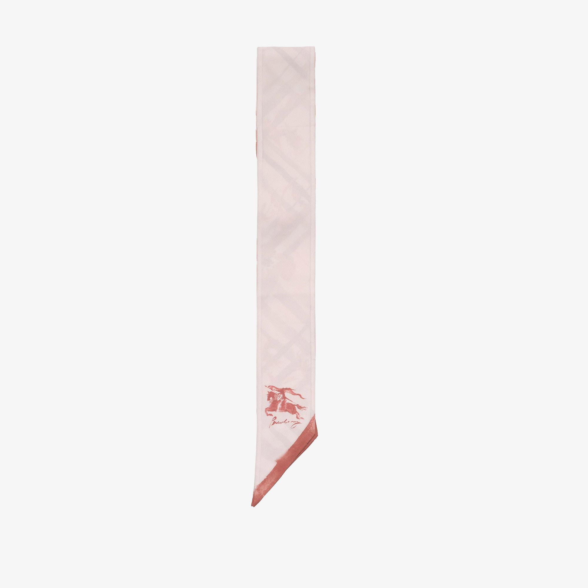Burberry Skinny Watercolour Check Silk Kadın Pembe Eşarp