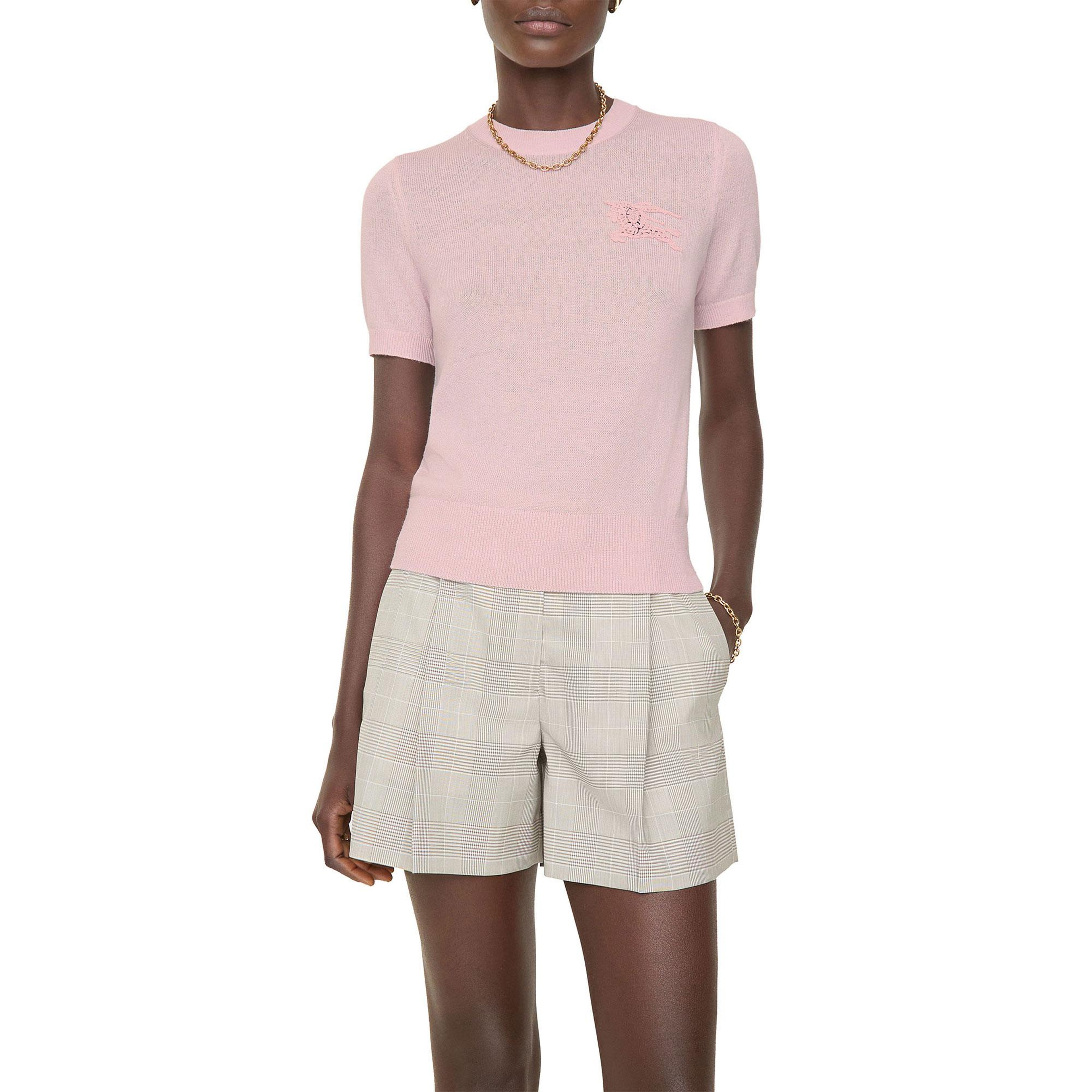 Burberry Ekd Wool Cotton Kadın Pembe Trıko