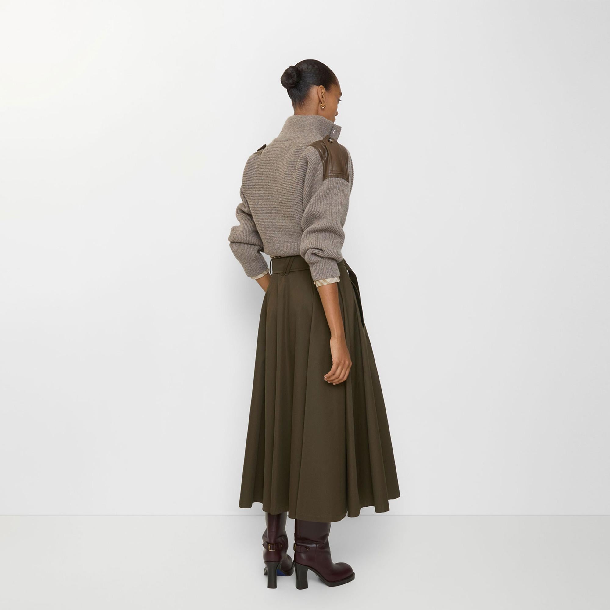 Burberry Gabardine Trench Midi Kadın Haki Etek