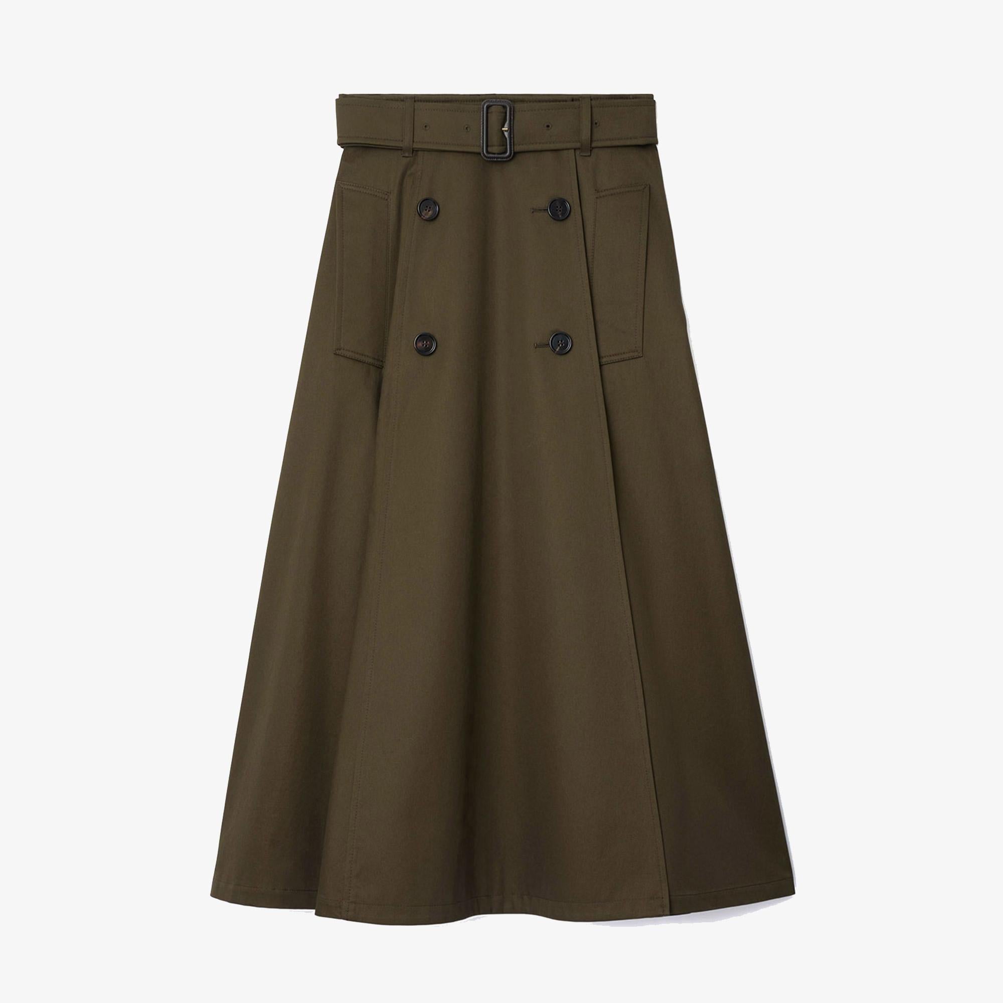 Burberry Gabardine Trench Midi Kadın Haki Etek