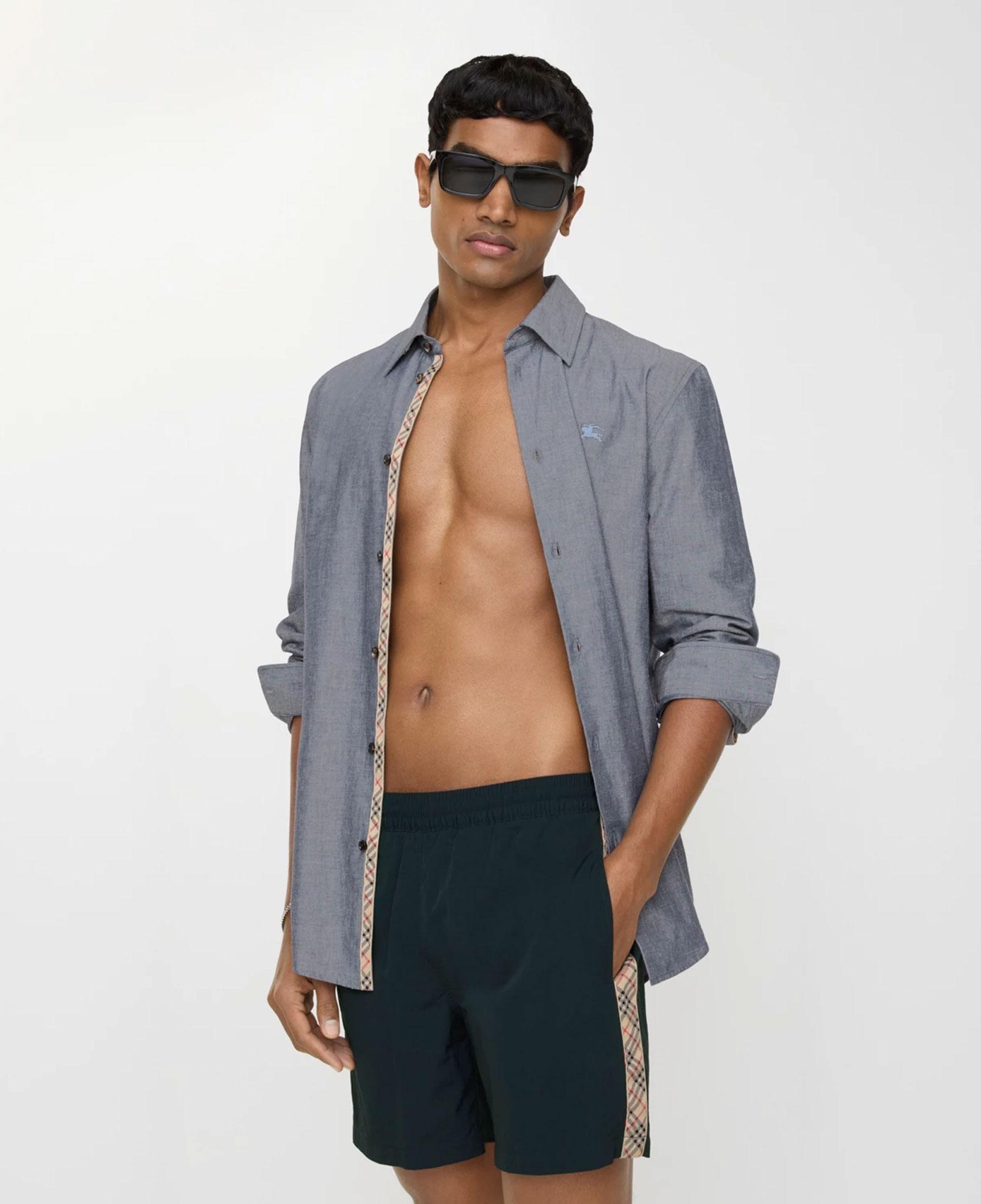 Burberry Check Trim Erkek Lacivert Deniz Şortu