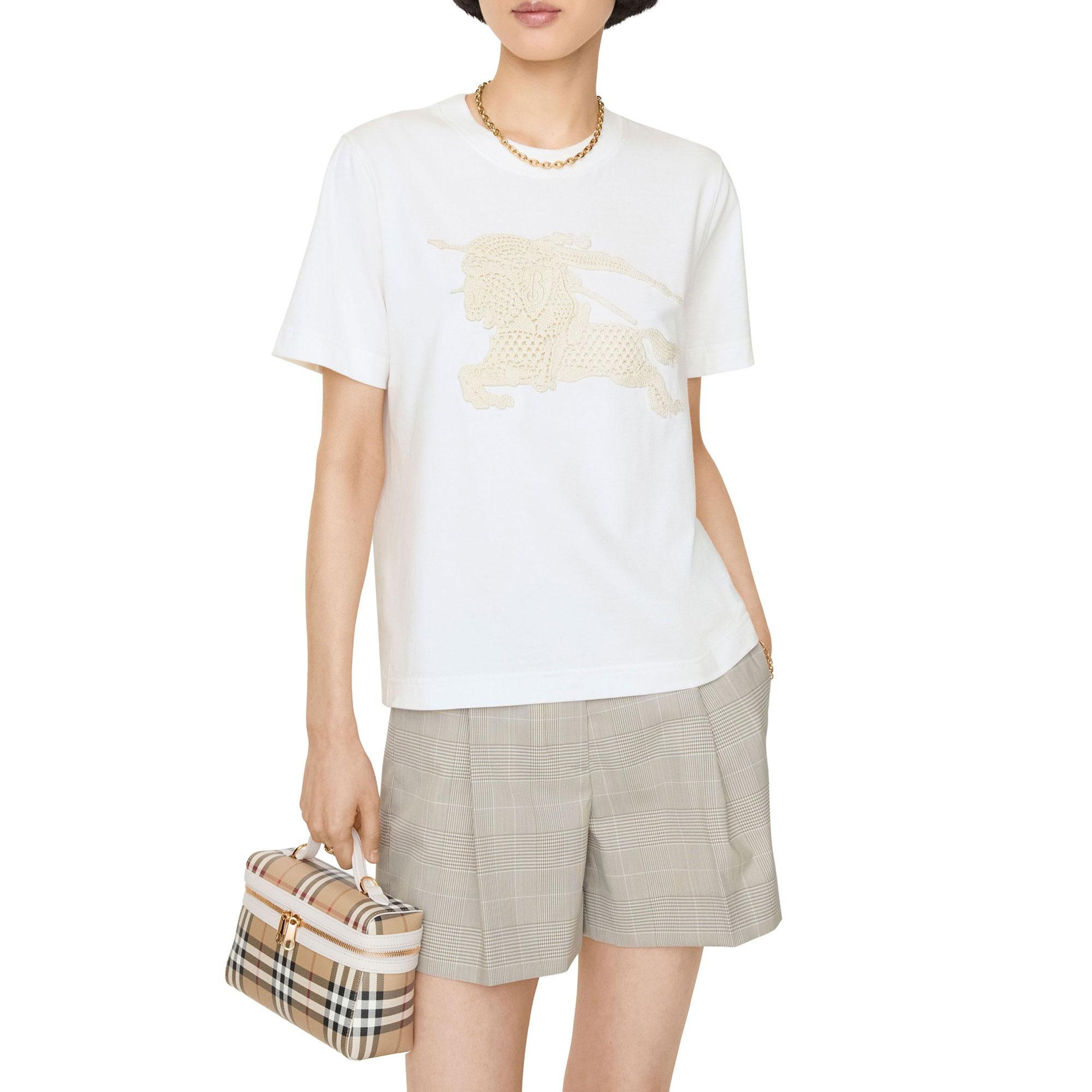 Burberry Ekd Cotton Kadın Beyaz T-Shirt
