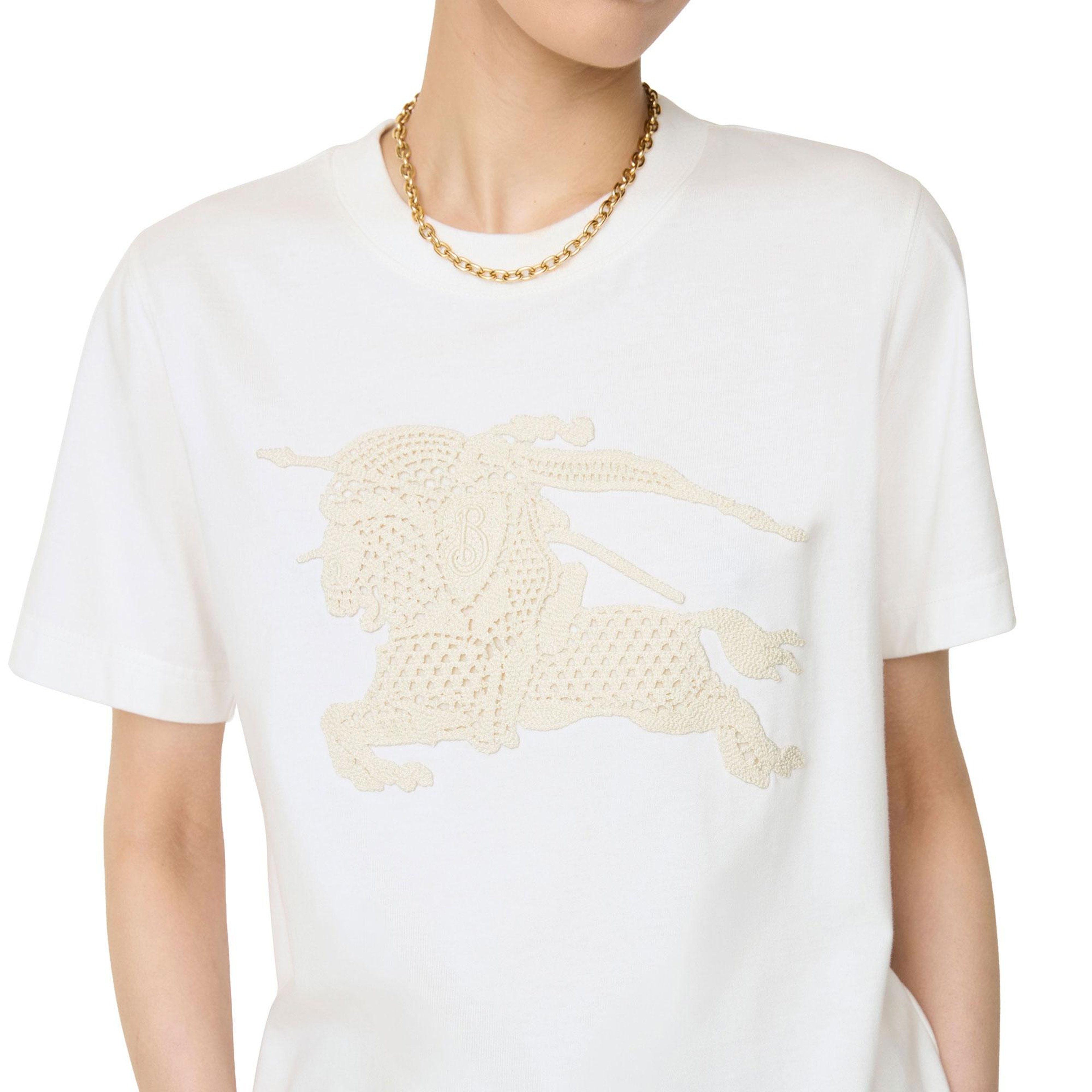 Burberry Ekd Cotton Kadın Beyaz T-Shirt