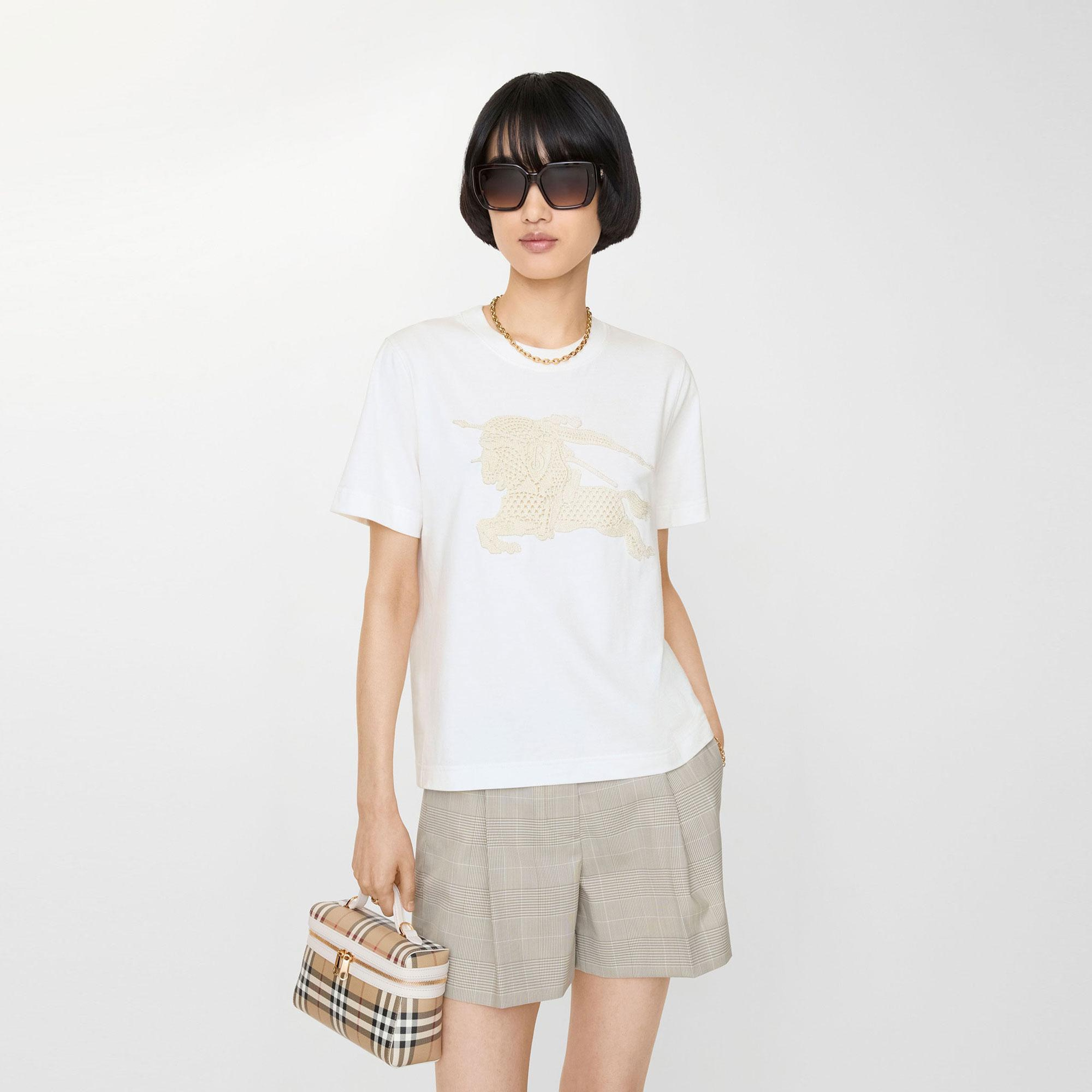 Burberry Ekd Cotton Kadın Beyaz T-Shirt