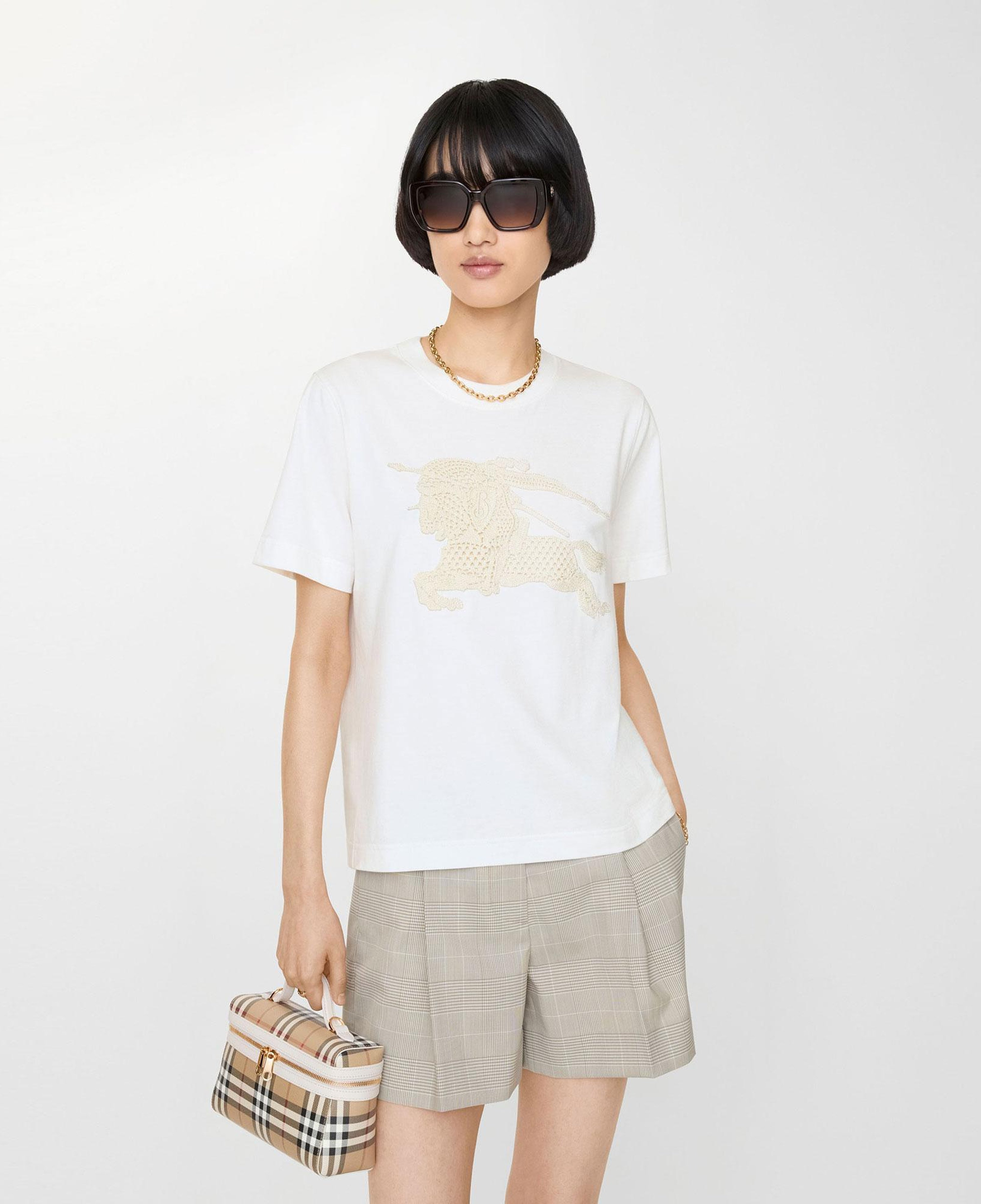 Burberry Ekd Cotton Kadın Beyaz T-Shirt