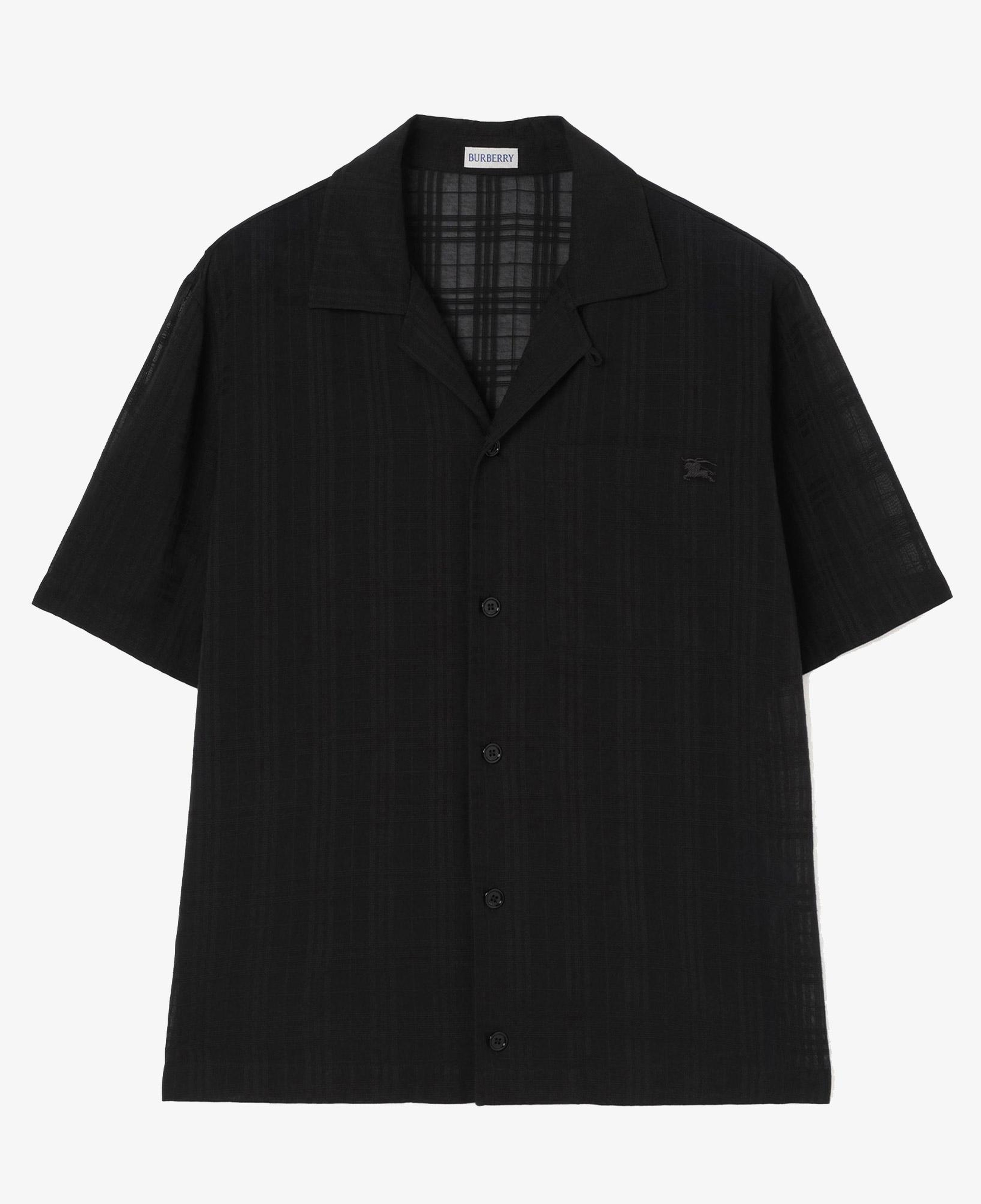 Burberry Relaxed Fit Check Cotton Voile Erkek Siyah Gömlek