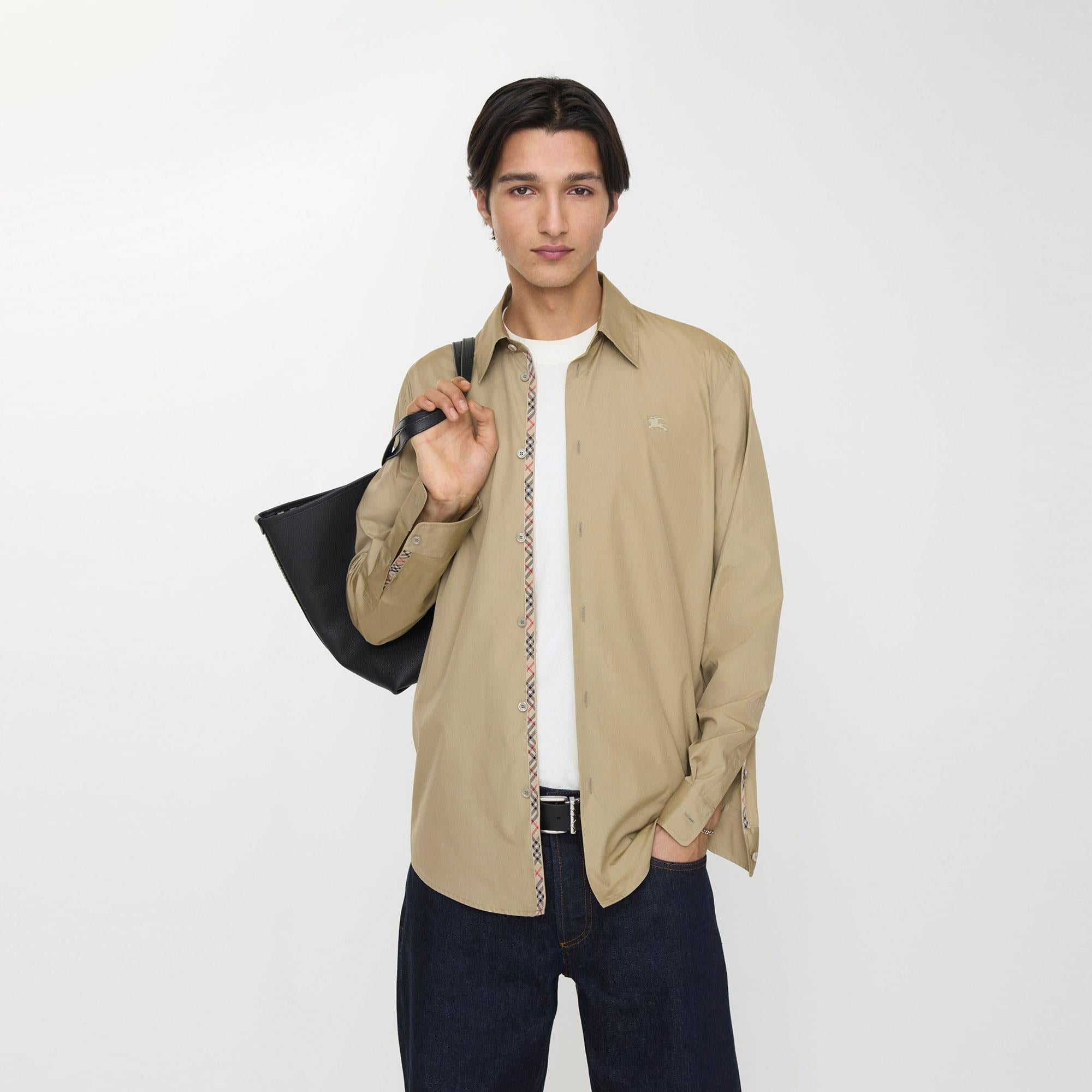 Burberry Regular Fit Cotton Poplin Erkek Bej Gömlek