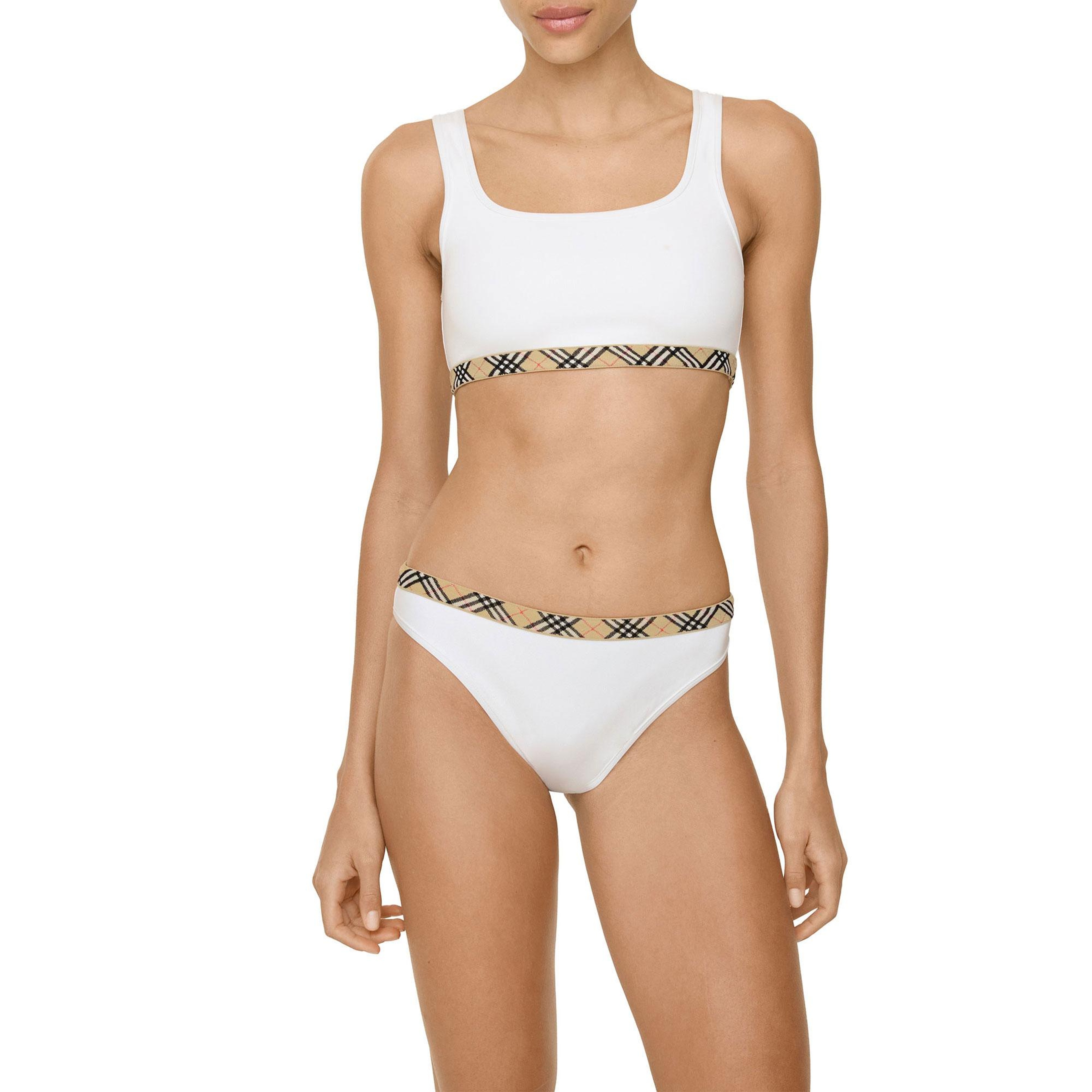 Burberry Check Trim Kadın Beyaz Bikini Altı