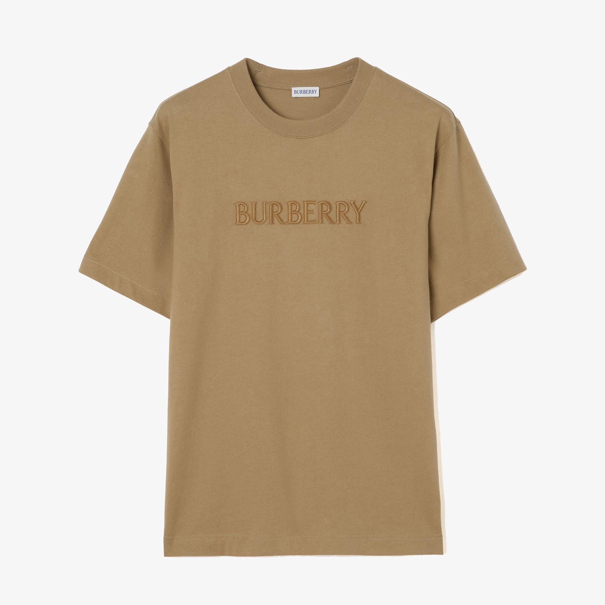 Burberry Logo Cotton Erkek Bej T-Shirt