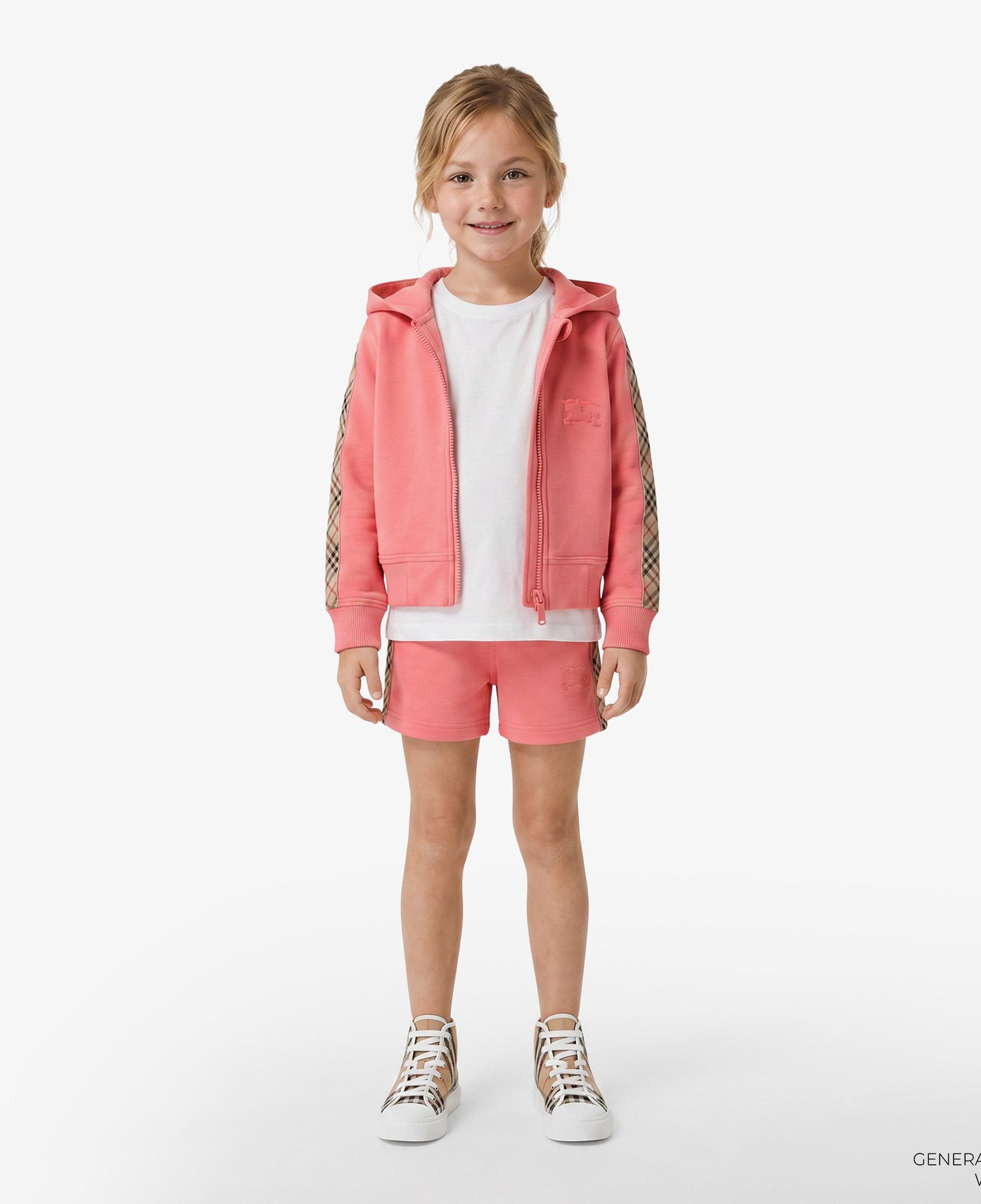 Burberry Check Trim Cotton Zip Çocuk Pembe Hoodie