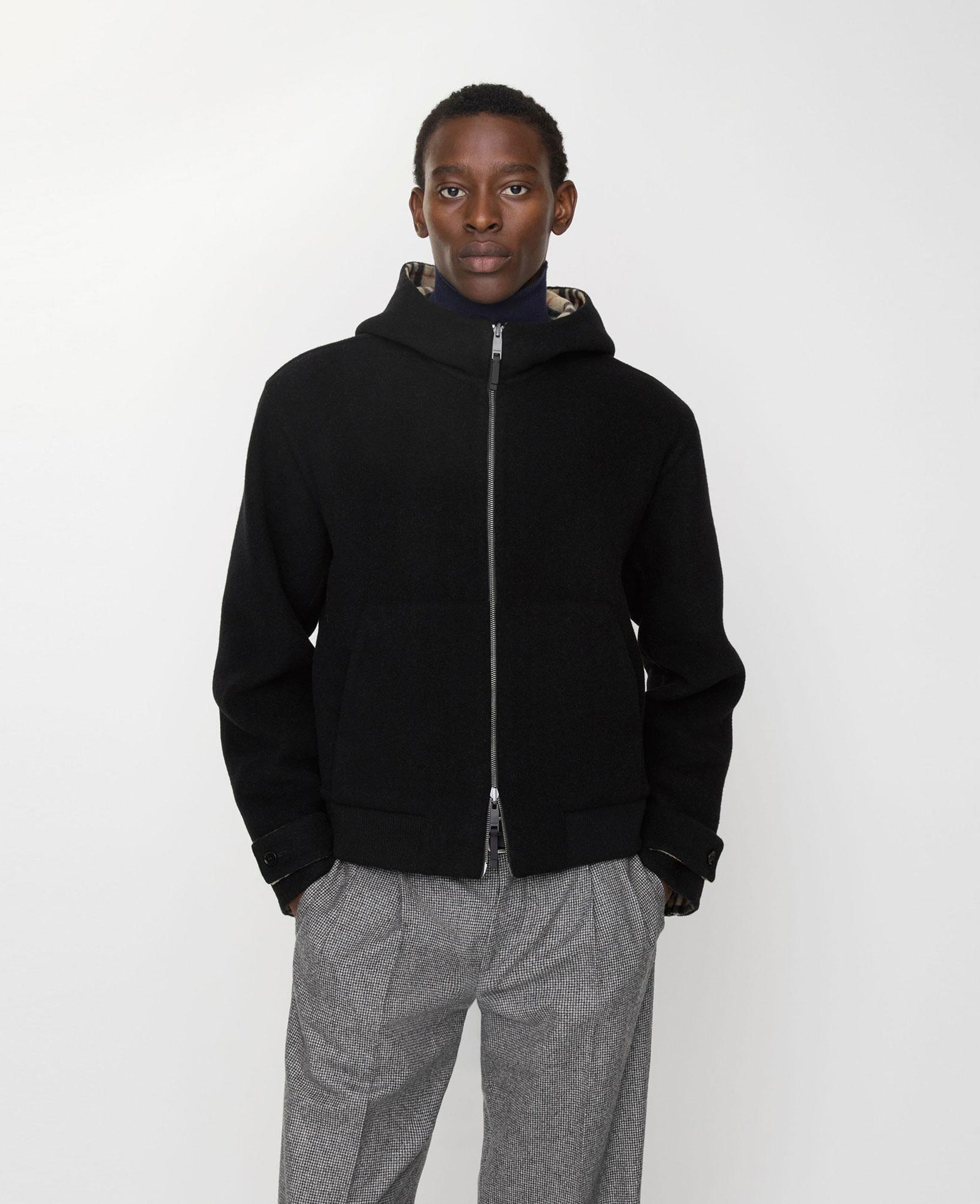 Burberry Reversible Wool Hooded Erkek Siyah Kaban