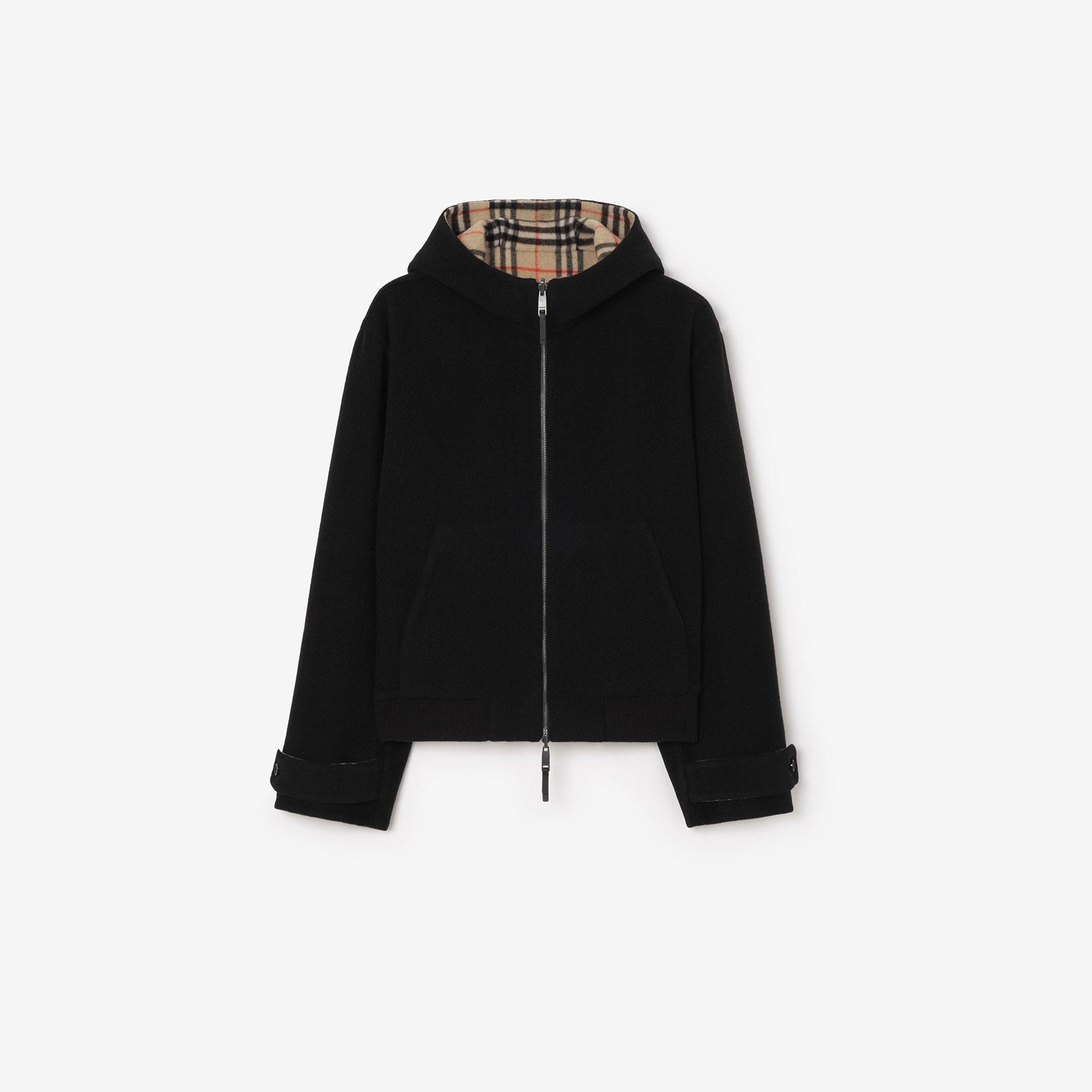 Burberry Reversible Wool Hooded Erkek Siyah Kaban