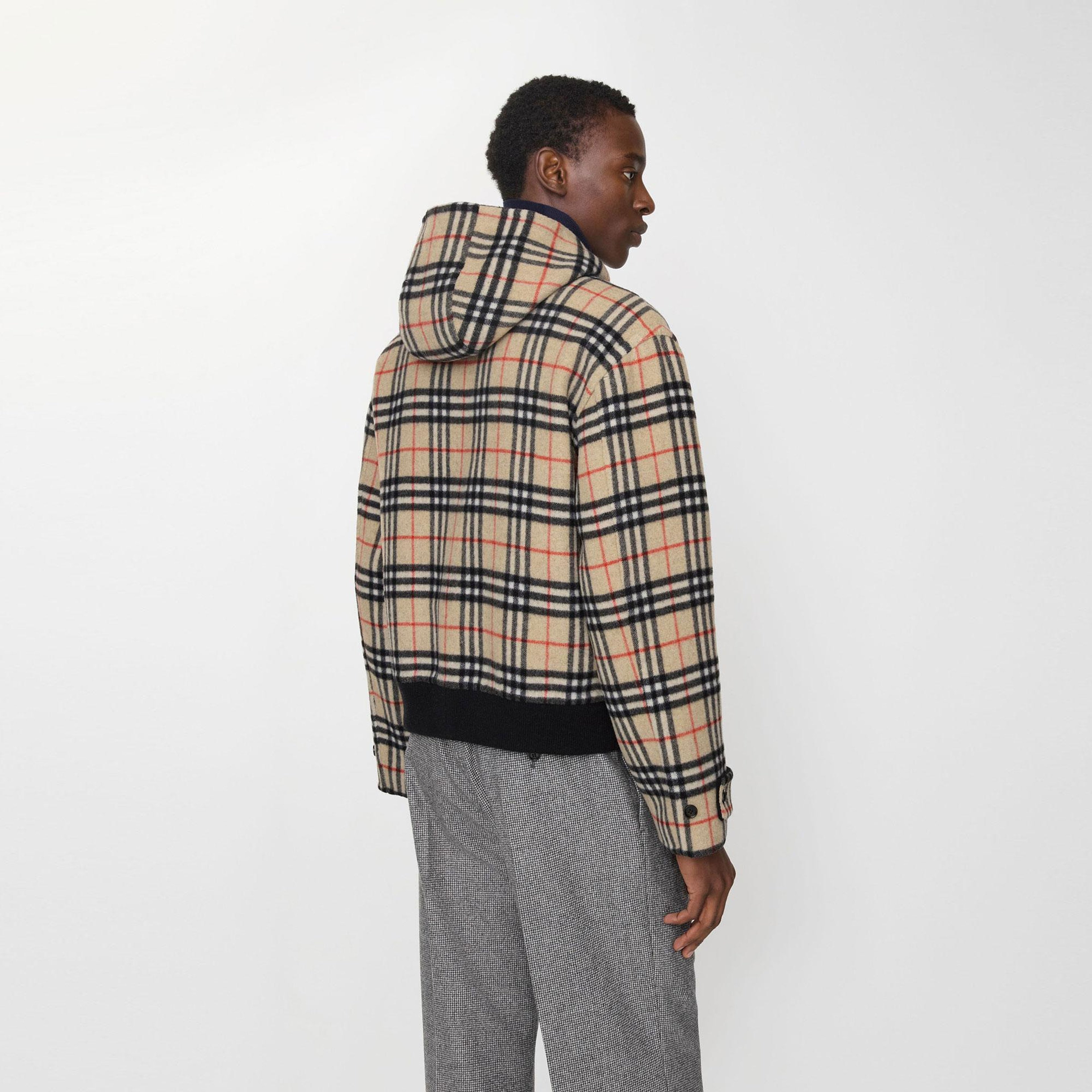 Burberry Reversible Wool Hooded Erkek Siyah Kaban