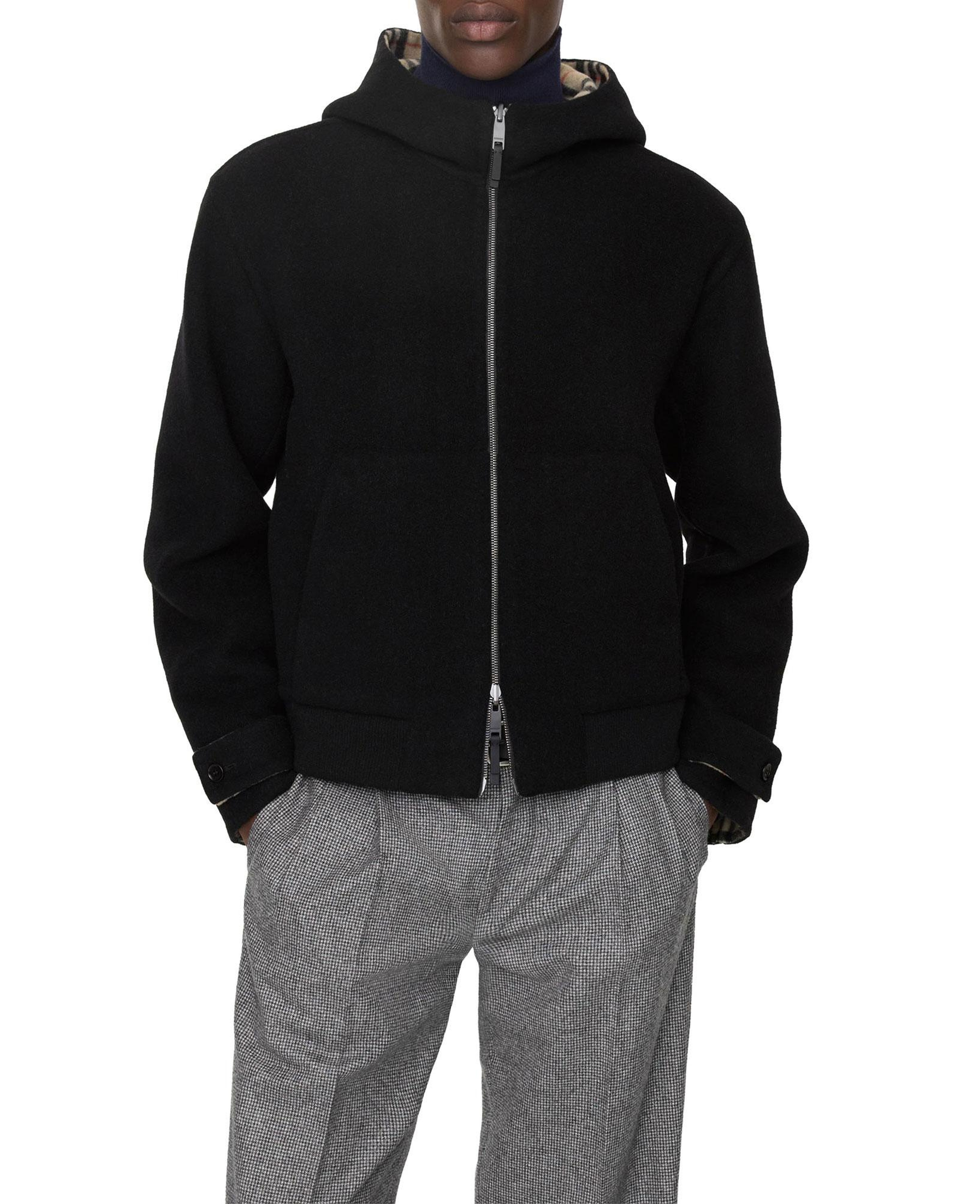 Burberry Reversible Wool Hooded Erkek Siyah Kaban