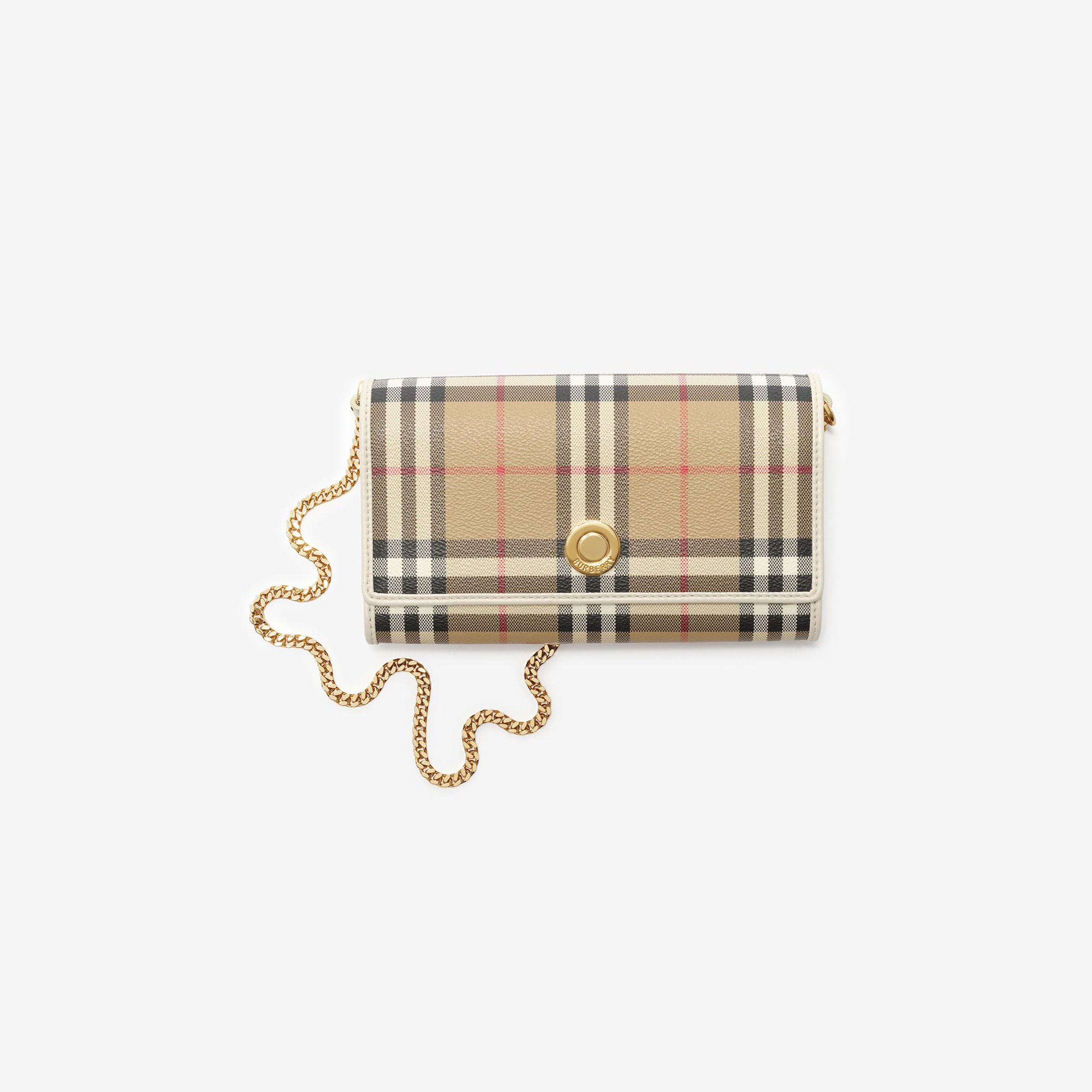 Burberry Check Chain Strap Kadın Bej Cüzdan